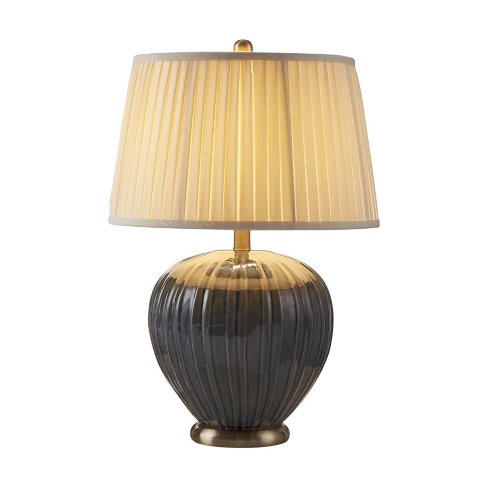 Wopee Nightstand Lamp Table Lamp - Bedside Lamp with Ceramics Base and Cloth Pleated Shade, Vintage Nightstand Lamp for Bedroom Living Room Side Table Desk Kids Room Bedside Lamps