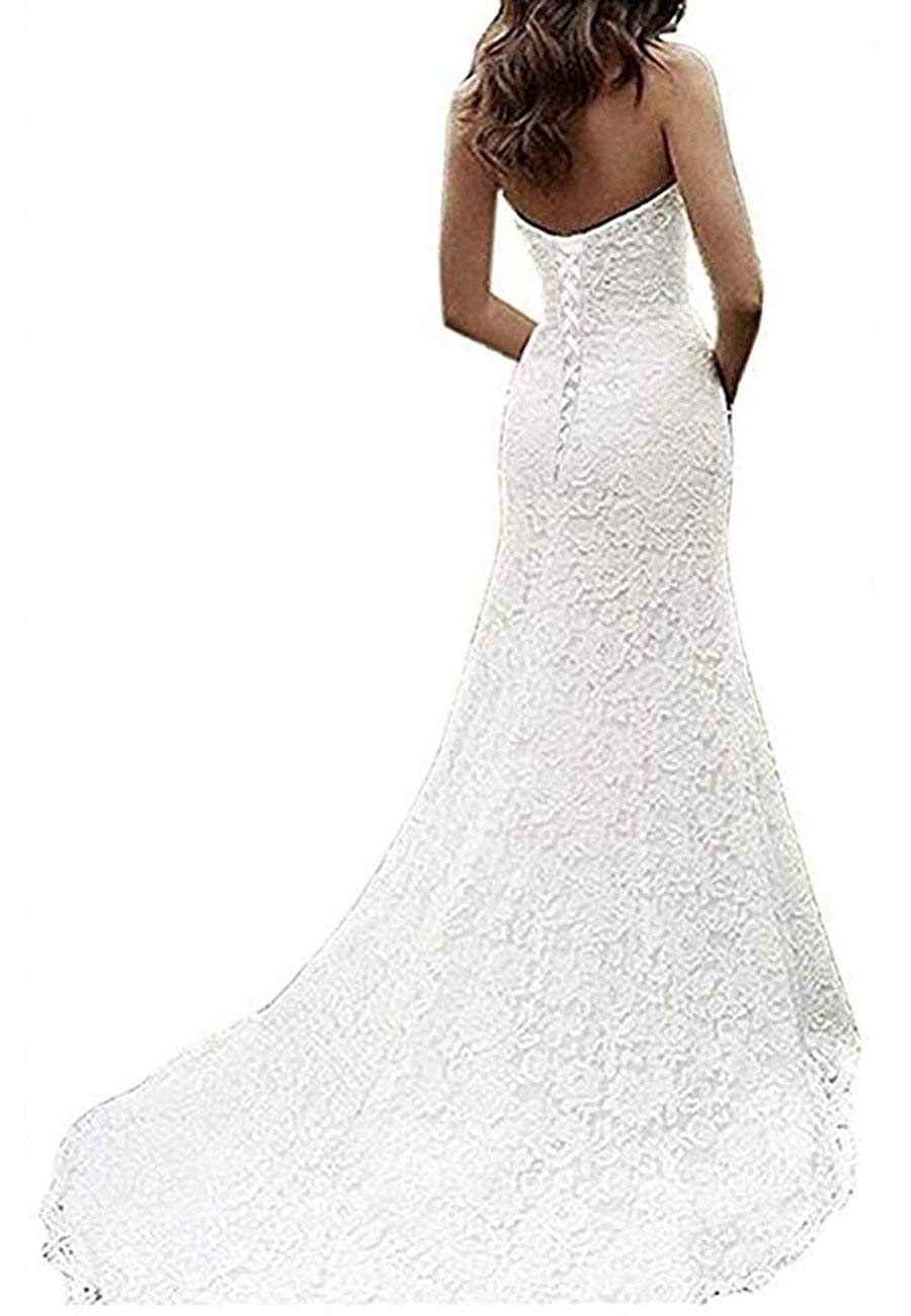 Abito da Sposa Elegante Lungo Sirena in Pizzo Abito da Sposa Senza Maniche