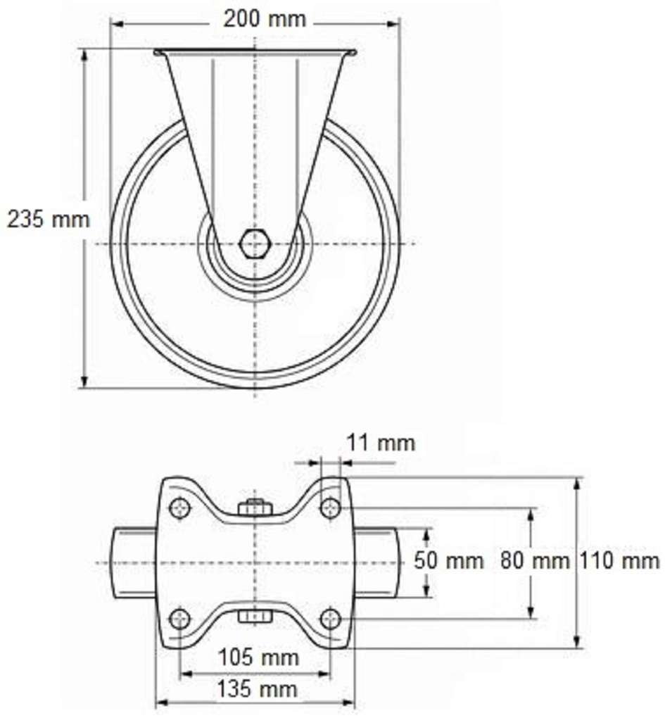 1 Satz 200mm Blue Wheels Lenkrollen + Bockrollen, Transportrollen Elastik Blau 350kg / Rad - INDUSTRIEQALITÄT (2x Lenk + 2x Bock)