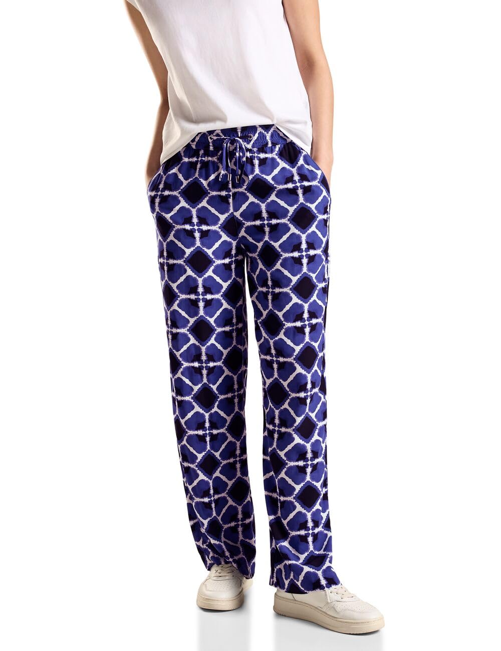 Street One A377879 Pantaloni in Viscosa con Stampa, Violet Blue, 40W x 30L Women's