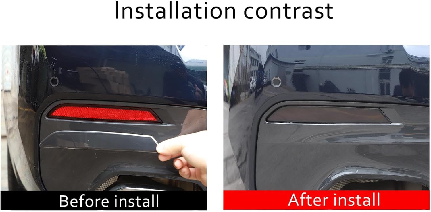 Rear Fog Light Trim Patch Compatible with BMW 5 Series G30 2018-2022 ABS 2PCS,Rear Bumper Fog Light Smoked Black Protection Cover Trim Accessories (Black)