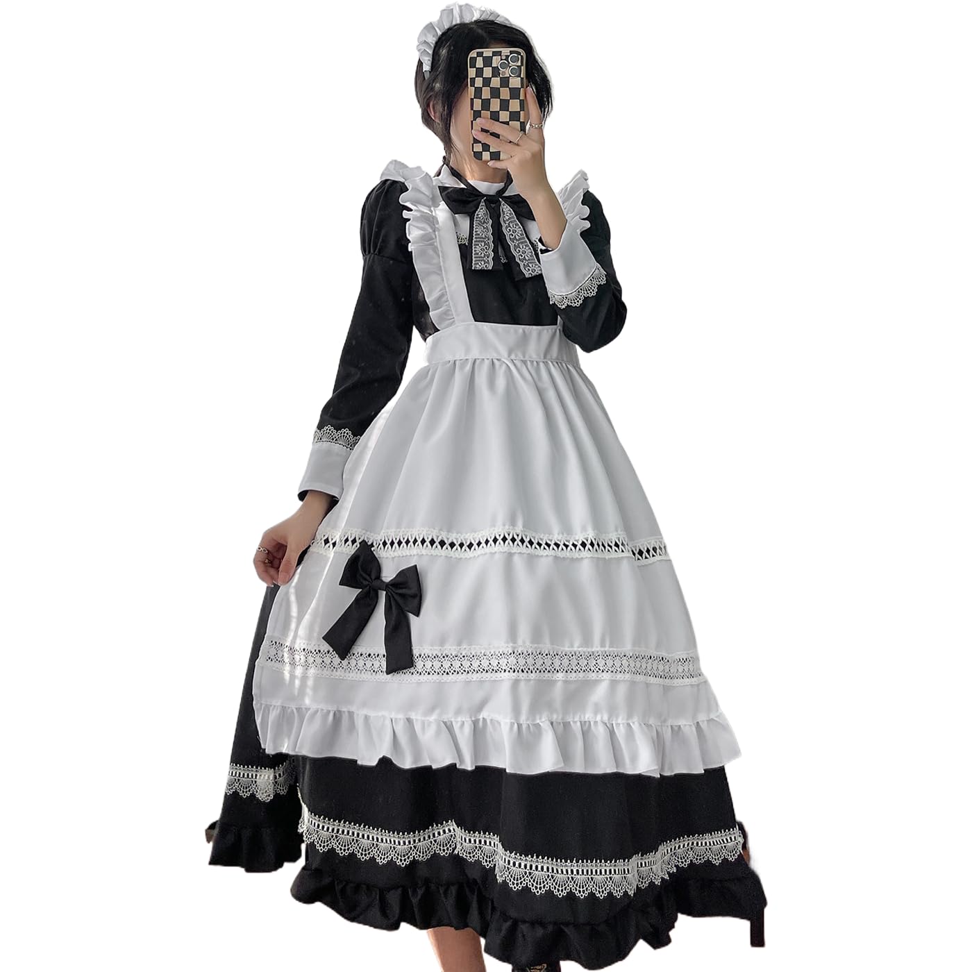 chigemianbaoba Womens French Maid Costume Anime Party Uniform Lolita Outfits Fancy French Apron Dress for Halloween Cosplay