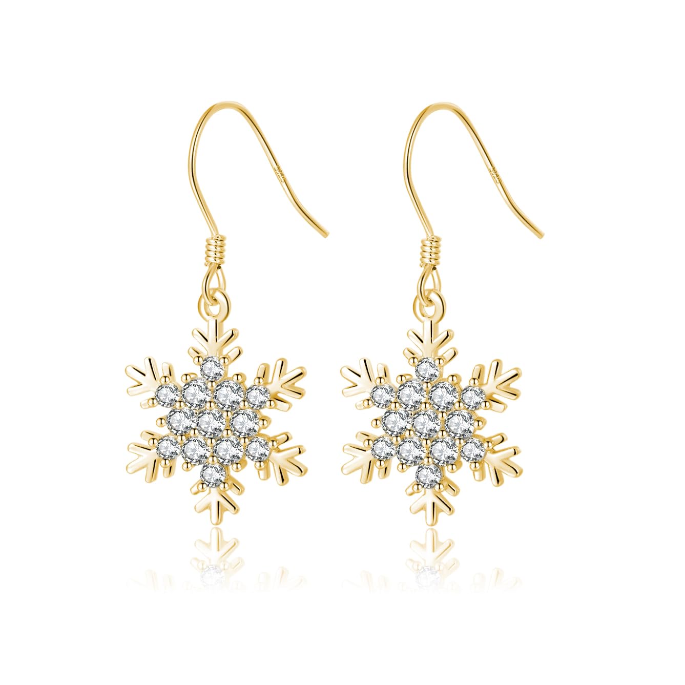 Boucles d'oreilles pendantes argent 925 flocon de neige en oxyde de zirconium haut de gamme - 7