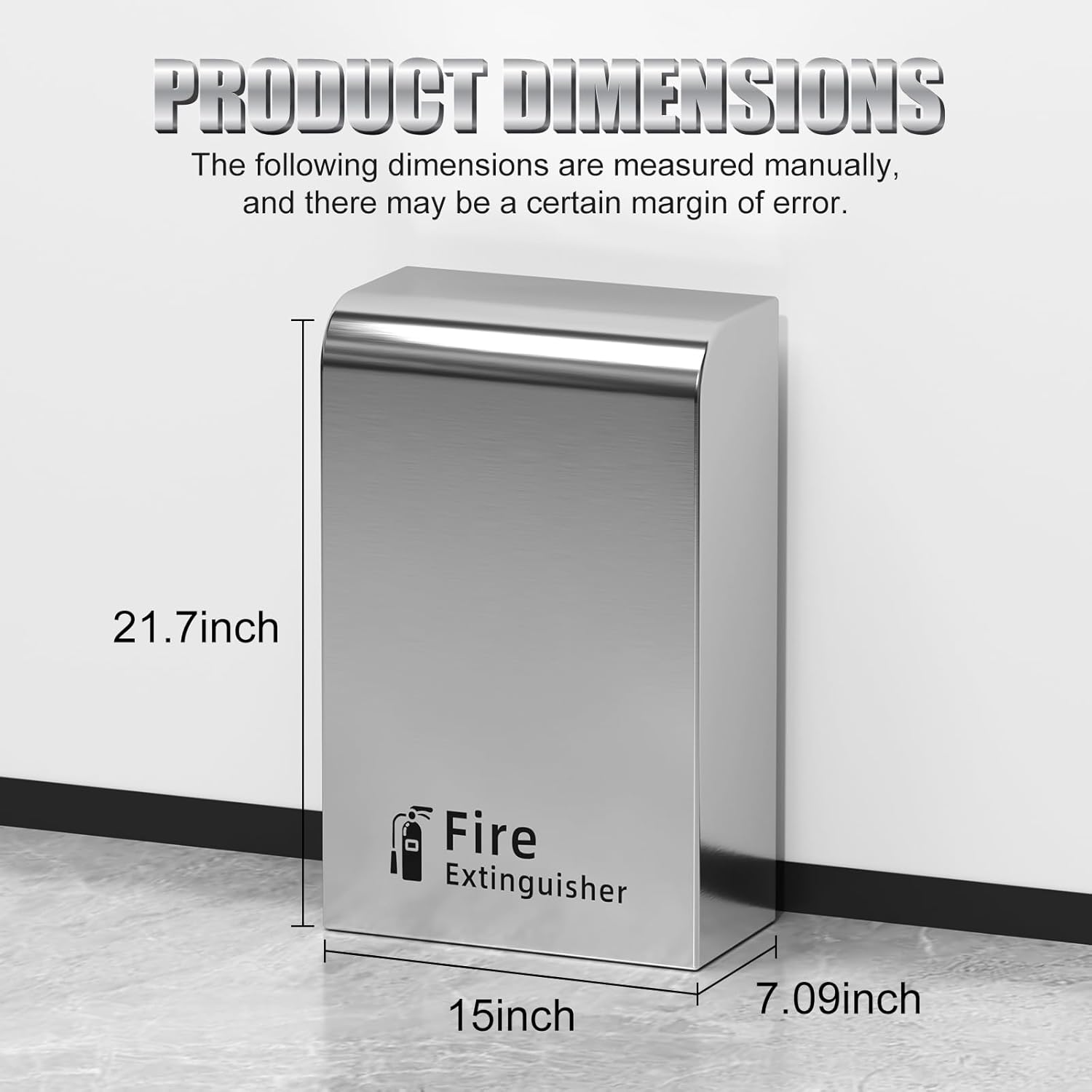 Fire Extinguisher Cabinet Floor Standing, Stainless Steel Fire Extinguisher Box, Suitable for Shopping Malls and Hotels, Can Accommodate Two 10 Pound Fire Extinguishers (Silver)