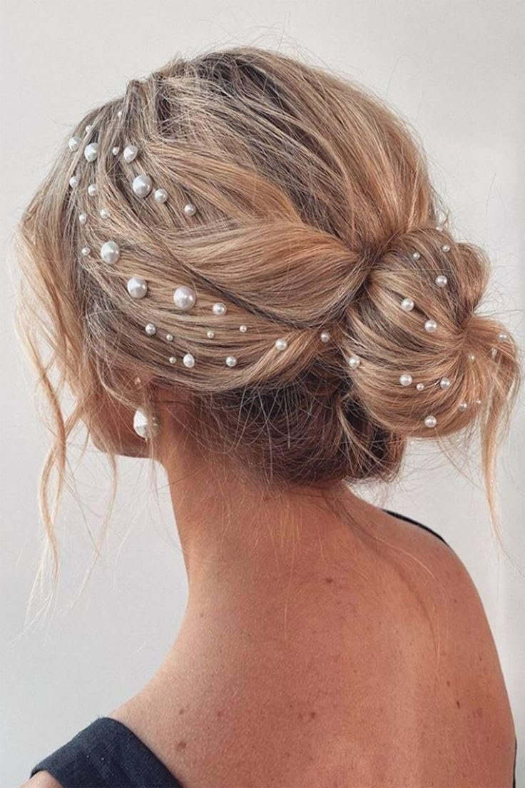 Sidhav Pearl 400 Pc Medium Size Wedding Hairstyle Design Tools Hair Accessories For Girls And Women Pearl White (Pack Of 400)-image-30