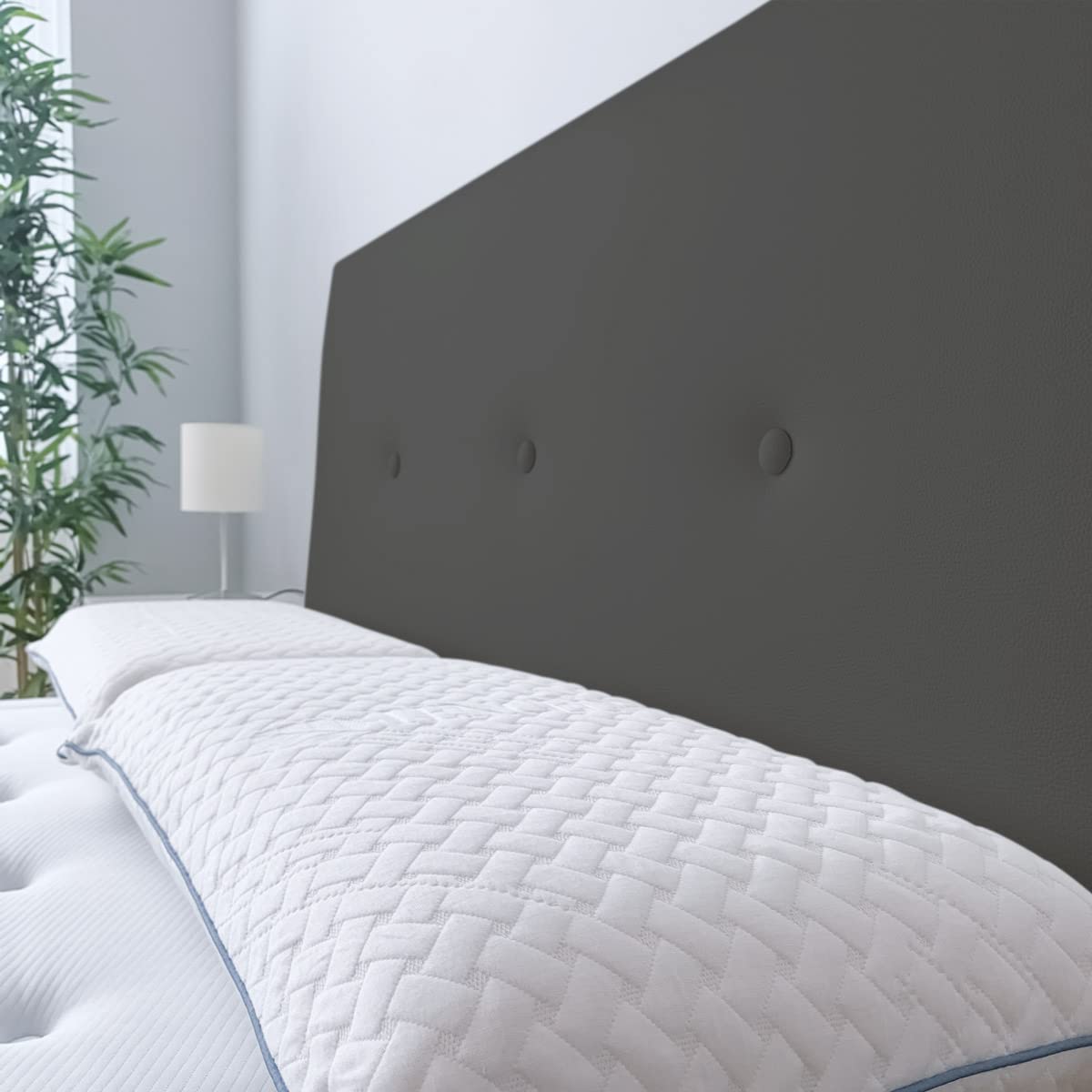 Tête De Lit Rembourrée Milan - Similicuir Gris - 145x60 Cm - Bois Pin - Fabriqué En Espagne