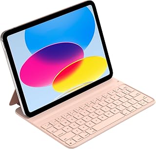 HOU iPad 10th Generation Case with Keyboard,Smart Keyboard Folio,Ultra Slim iPad Keyboard 10th Generation,Keyboard Case for iPad 10th Generation 10.9“2022,Magnetic Charging,Adjustable Angle Pink