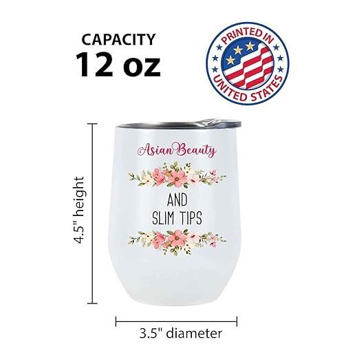 Miniatura 5 de Novelty Gift Aspiring Beauty and Slim Tips Gift for Your Girlfriend, Gift for Any Occasion - Design on 12 Oz White Stainless Steel Wine Tumbler