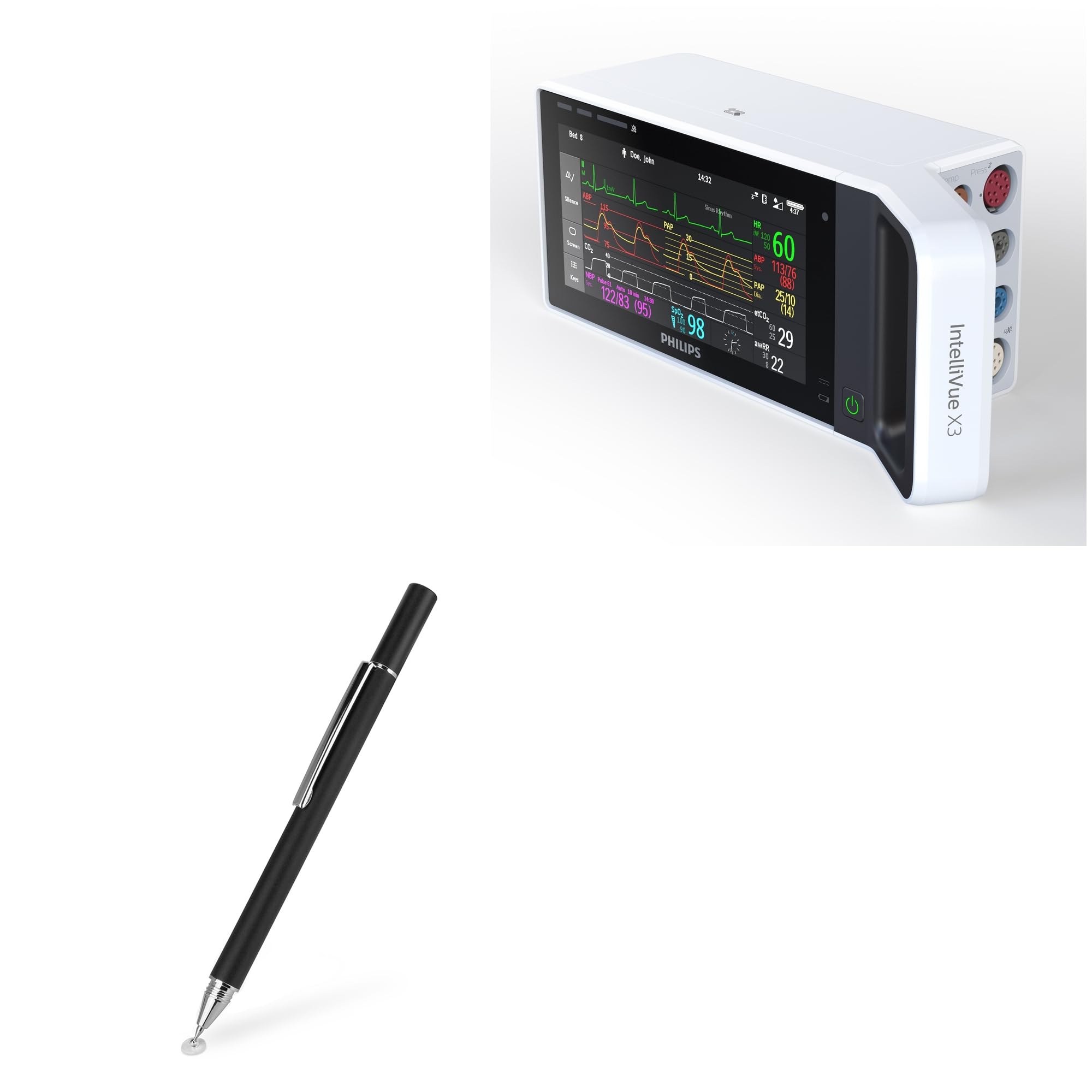 BoxWave Stylus Pen Compatible with Philips IntelliVue X3 - FineTouch Capacitive Stylus, Super Precise Stylus Pen - Jet Black