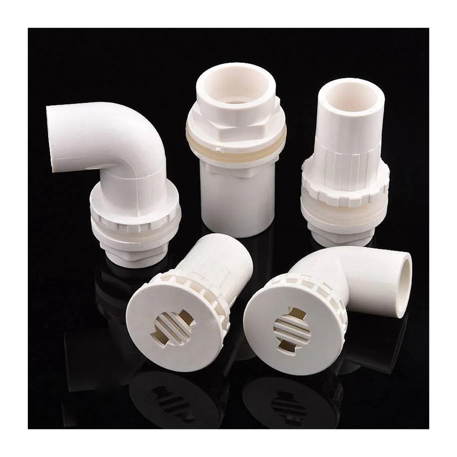 Tuyau en PVC blanc 20~50mm, connecteurs coudés directs à 90 °, Joints de débordement épais for Aquarium, raccord vidange Convient pour l'irrigation(Style 6,40mm(1Pc))