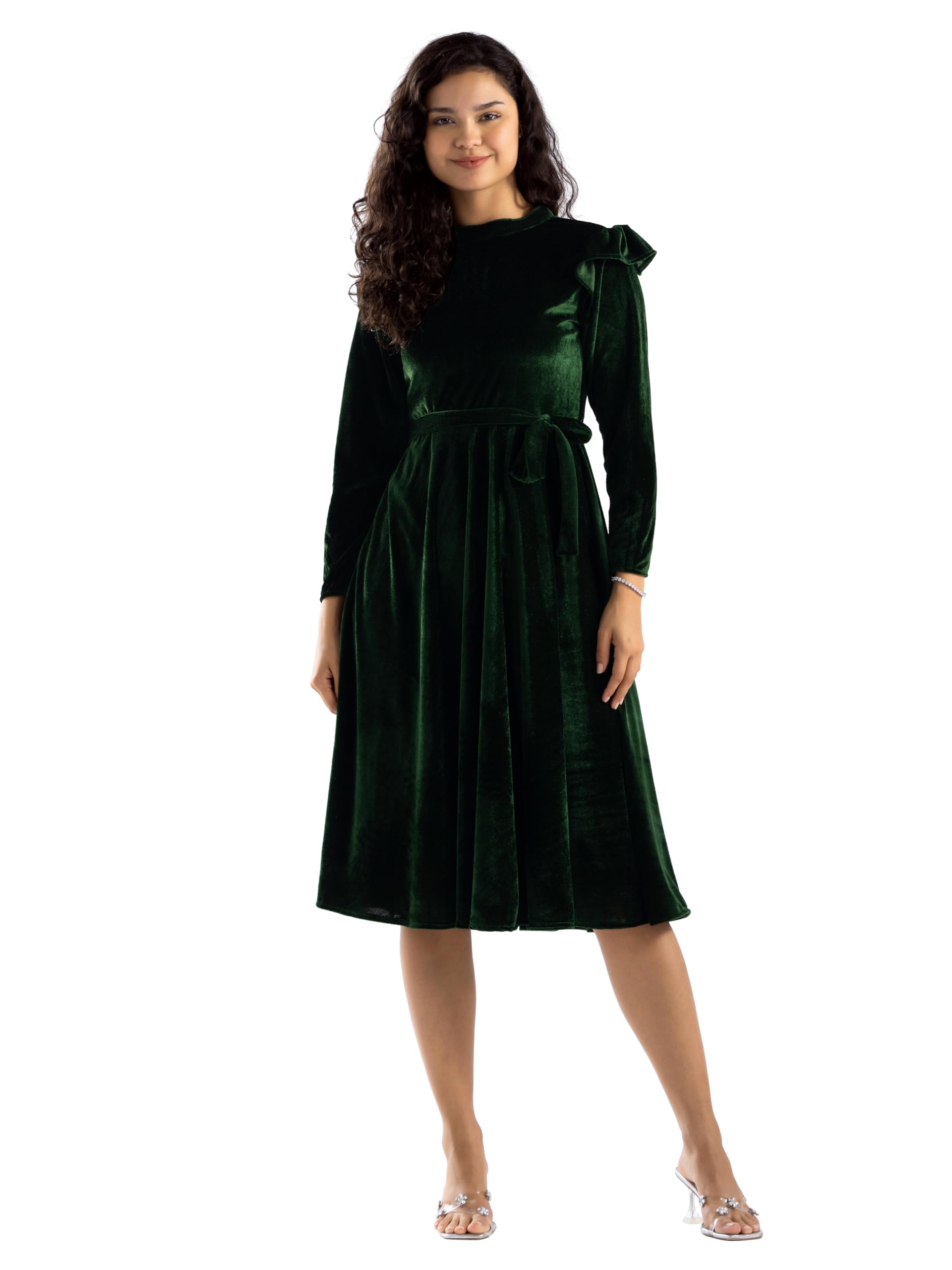 aask Women Solid PlainRound Neck Full Sleeves Dress-picture-33