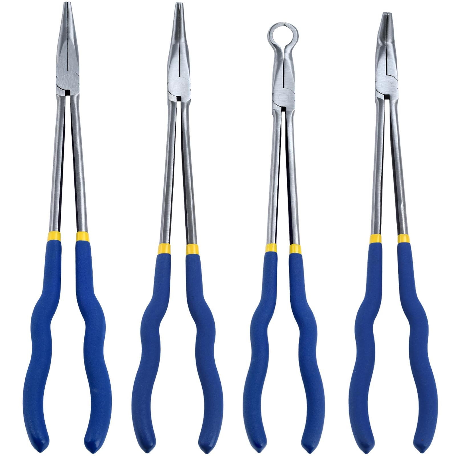 Set di pinze a becco lungo 40,6 cm, multiuso, pinze a becco lungo, pinze a becchi dritti 25/45/90 gradi e pinze a becchi lunghi a forma di O (4 pezzi B)