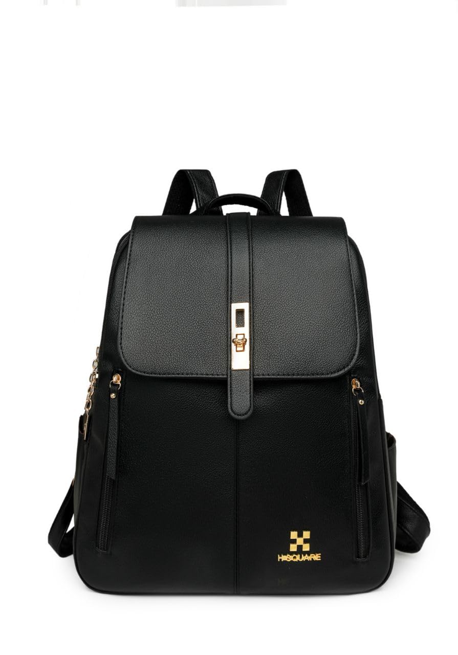 LuxeTech Ladies Laptop Backpack – Stylish Leather Bag with Gold Buckle, Laptop Compartment & Dual Zipper Pockets-image-23