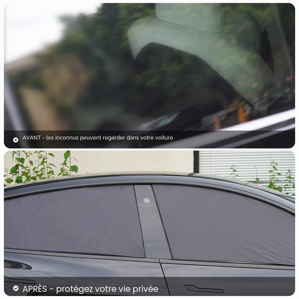 Havnby Tesla Model Y Rideaux de Voiture Brise-Vue Pare-Soleil pour Camping Accessoires de Voiture Pliables UV et Protection Solaire 8 pièces