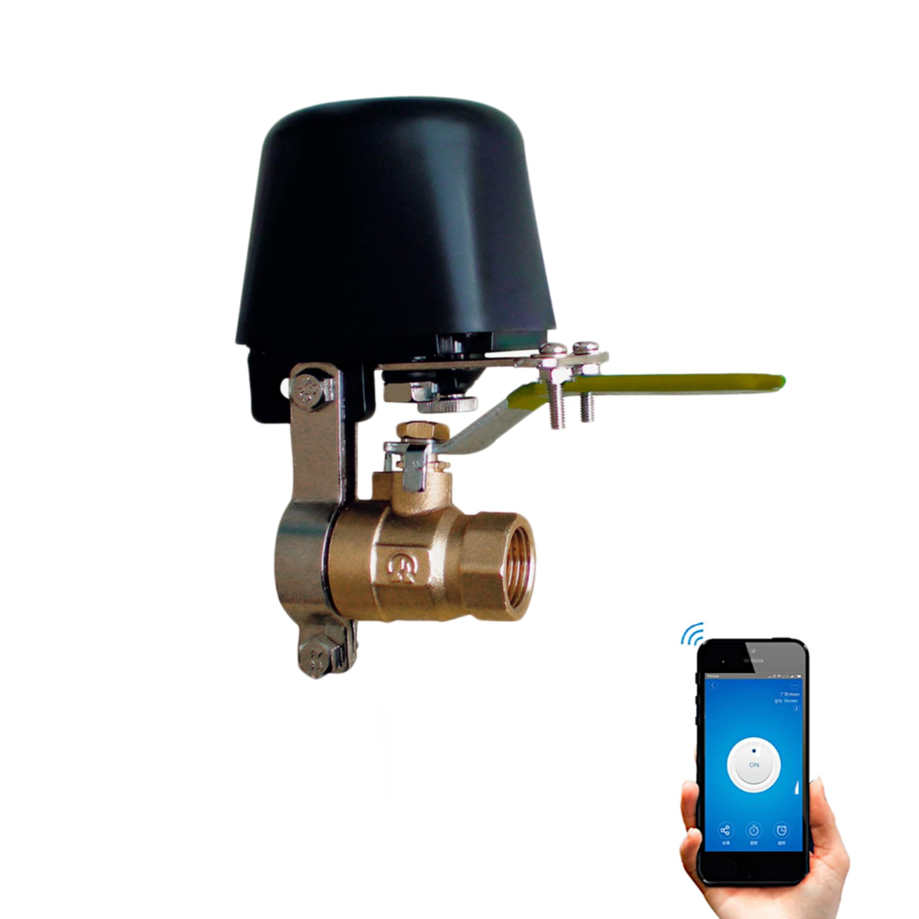 Válvula WiFi de Agua y Gas Marca España Electroválvula WiFi de Agua y Gas Compatible con Alexa y Google Home, Smart Life, Tuya, IFTTT Dispositivos iOS y Android (Negro)
