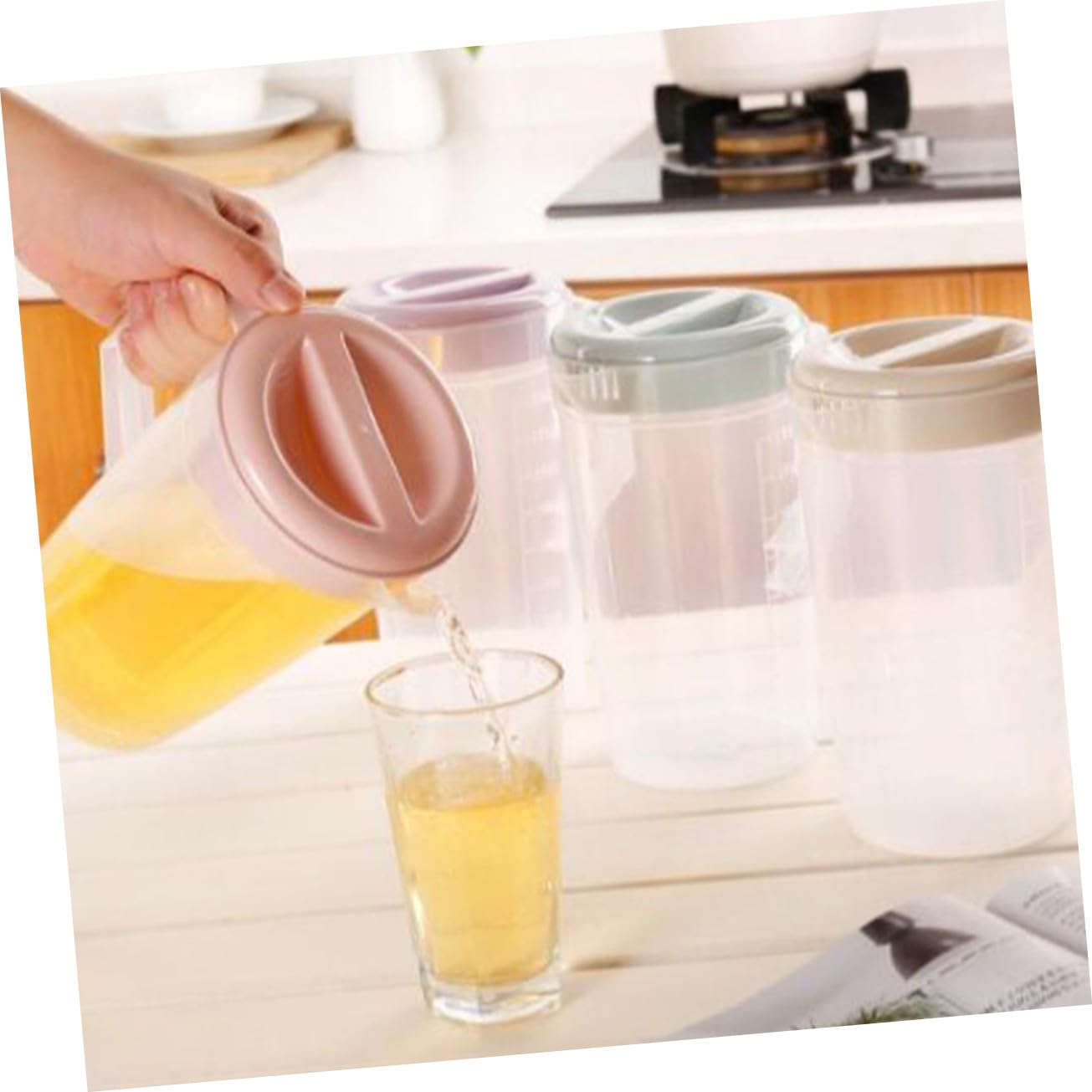 Jarra Grande de Plástico Resistente al Calor y Frío con Tapa Hermética Jarra para Bebidas Tetera de Alta Capacidad Violeta Reutilizable