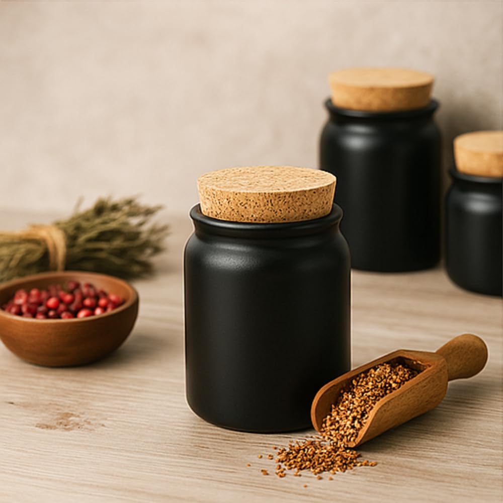 Set 12 Barattoli In Vetro Per Spezie Con Tappo In Sughero E Etichette - 280ml Ciascuno - 2