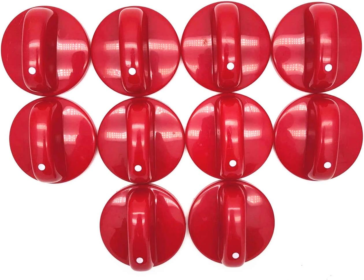 XMHF 10pcs Kitchen Cooktop Round Shape Rotary Switch Knob Red Plastic Gas Range/Stove/Oven Control Knob