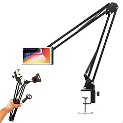 Suporte De Mesa Braço Articulado Para Microfone Celular Aço Portátil Gravação de Videos e Podcast Portatil