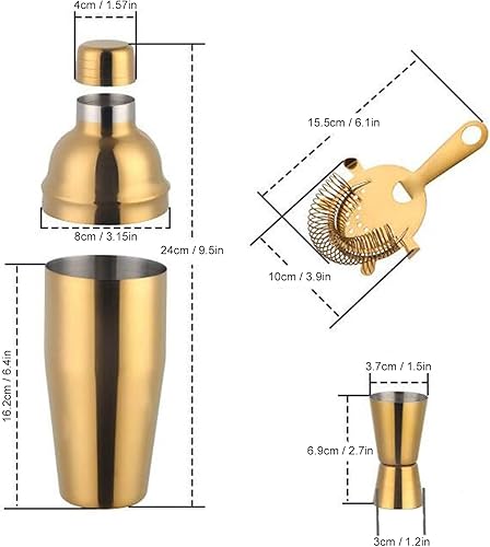 Miniatura 6 de Kit de mixología, juego de cóctel de moda de acero inoxidable de 25.4 fl oz, kit de herramientas de bar con colador, taza de medida para bar de