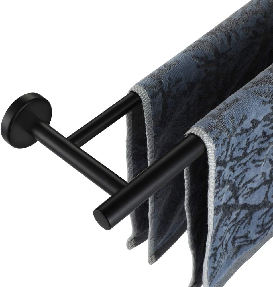 JQK Double Bath Towel Bar, Matte Black 30 Inch 304