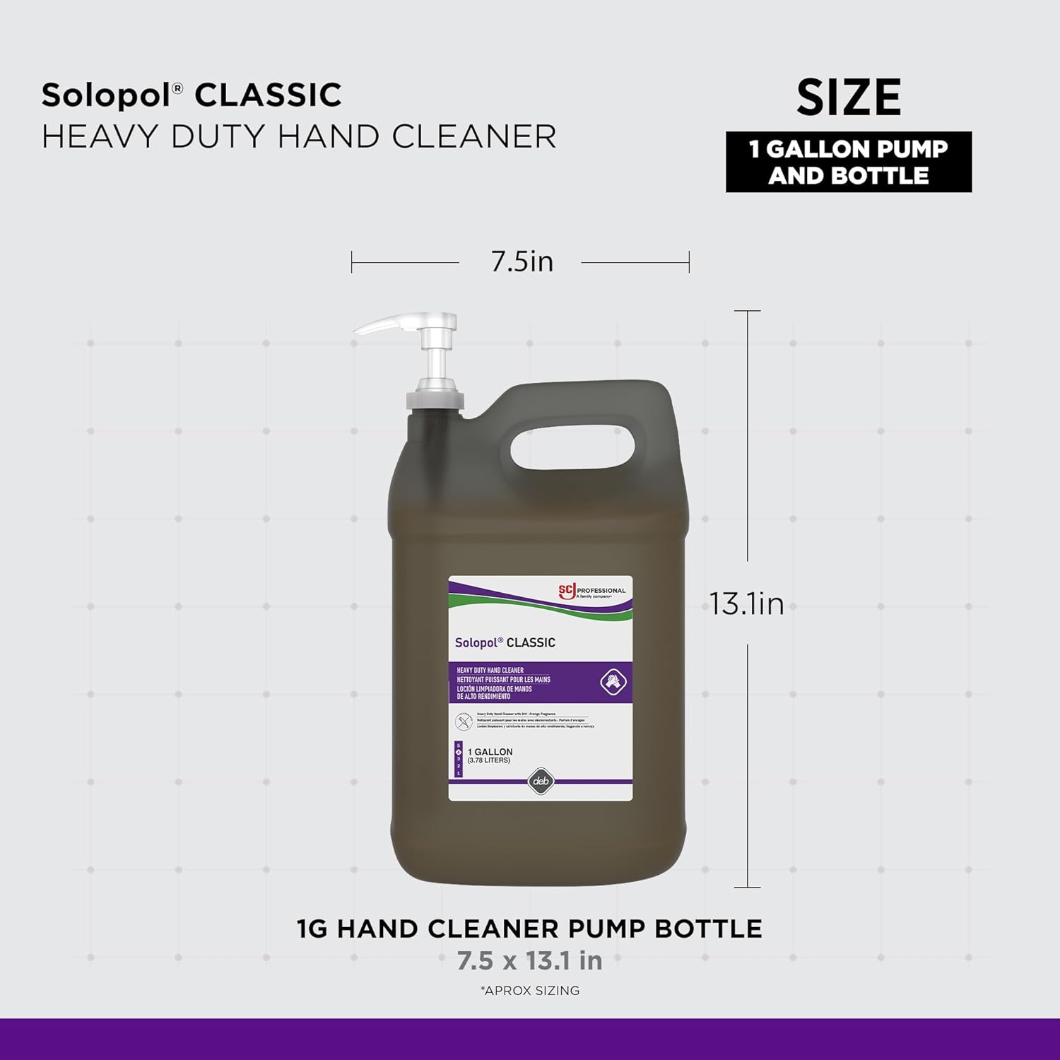 SC Johnson Professional Solopol Classic, Solvent-free Heavy Duty Hand Cleaner, 1 Gallon Pump Bottle, for Professional Use Only