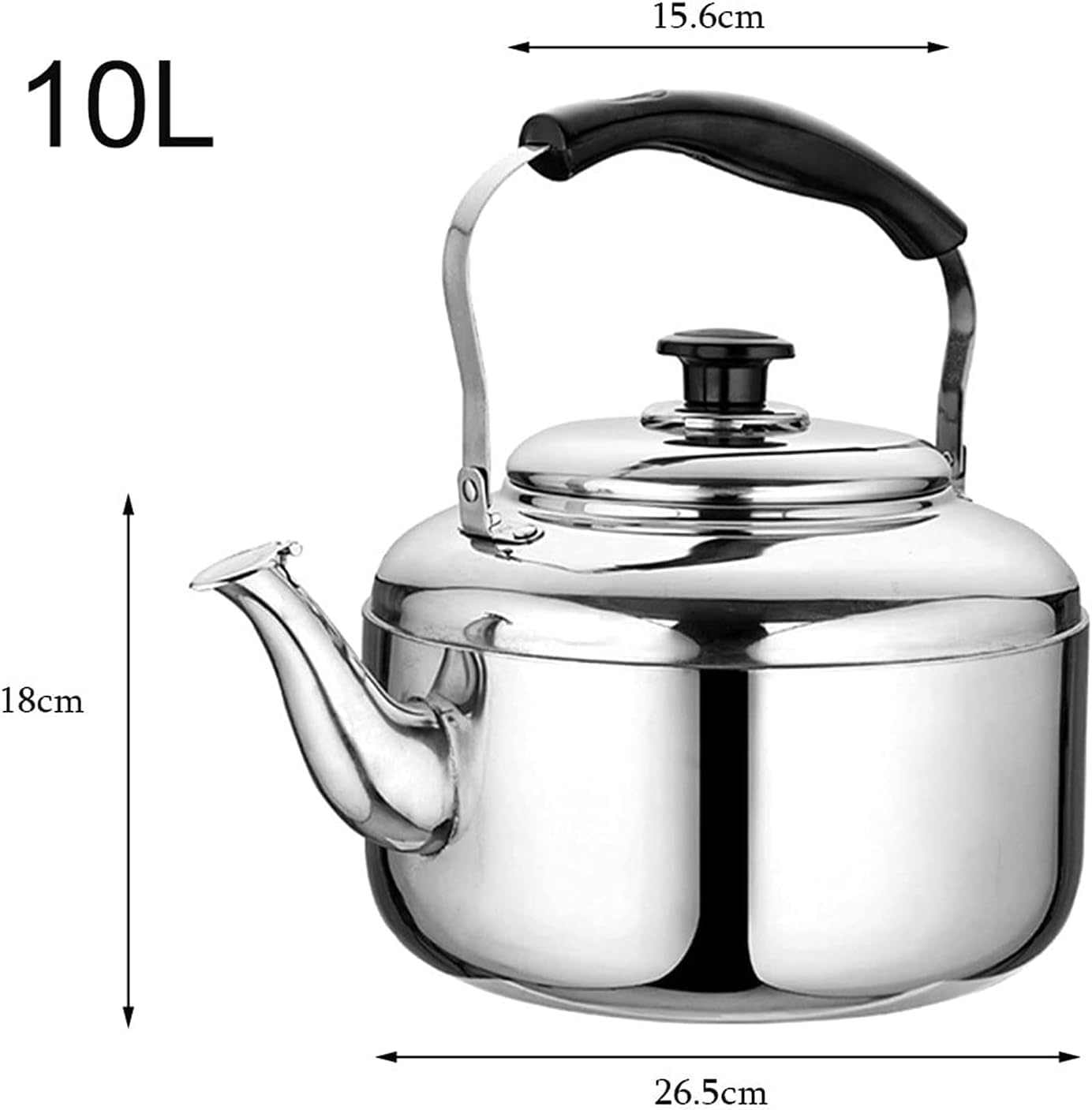 Stove Top Whistling Kettle Camping Coffee Pot Stainless Steel Tea Whistle Kettle Ergonomic Handle Large Capacity Kettle For Stove Camping Kettle, Silver, 10L
