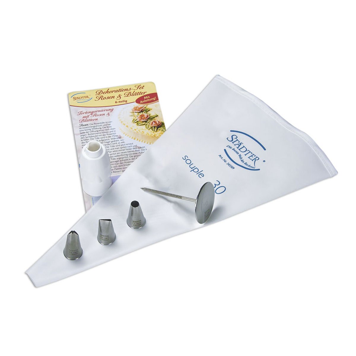 Städter Blanco 001268 - Boquillas Para Manga Pastelera Para Hacer Rosas Y Hojas