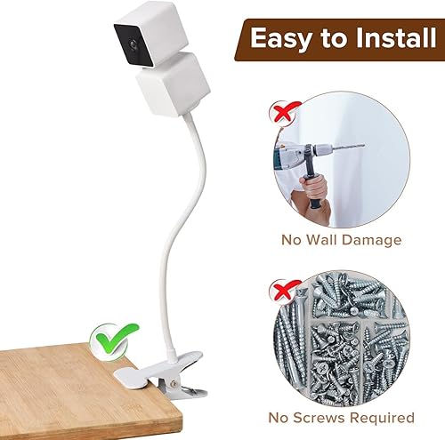 Miniatura 4 de Paquete de 2 soportes de abrazadera flexible para cámara Wyze Cam Pan V3 para interiores y exteriores, Wyze Cam Pan V2, Wyze Cam V3, Wyze Cam al