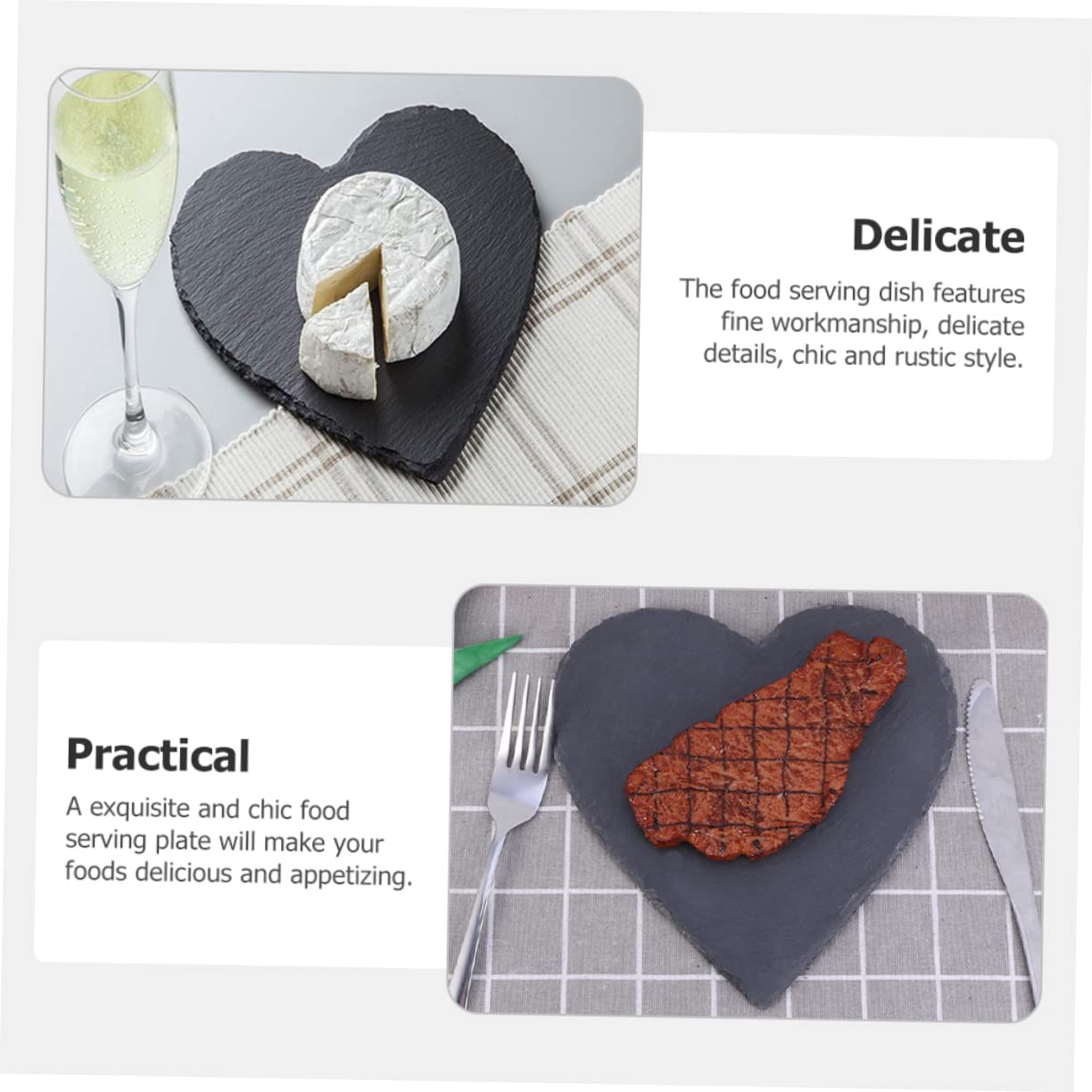 OUNONA 2 piezas Plato de Servir Forma de Pizarra Natural para Postres Ensaladas y Sushi Ecológico y Decorativo
