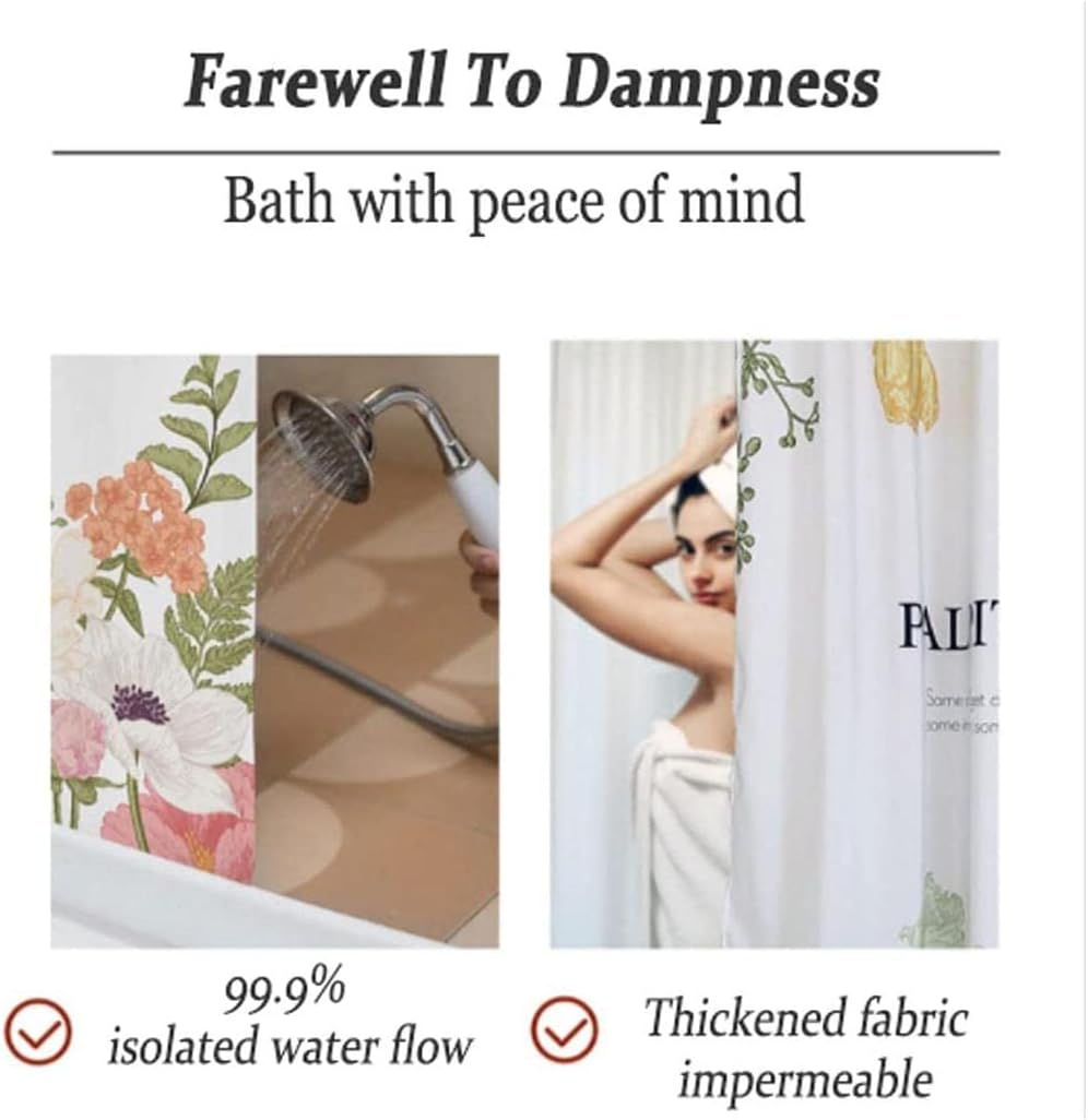 Best Shower Curtain Shower Curtains with Hooks and Tie Rope Waterproof Polyester Fabric Shower Curtain Liner Bath Curtains Bathtubs Curtain Bath Decor (R 100x200cm)