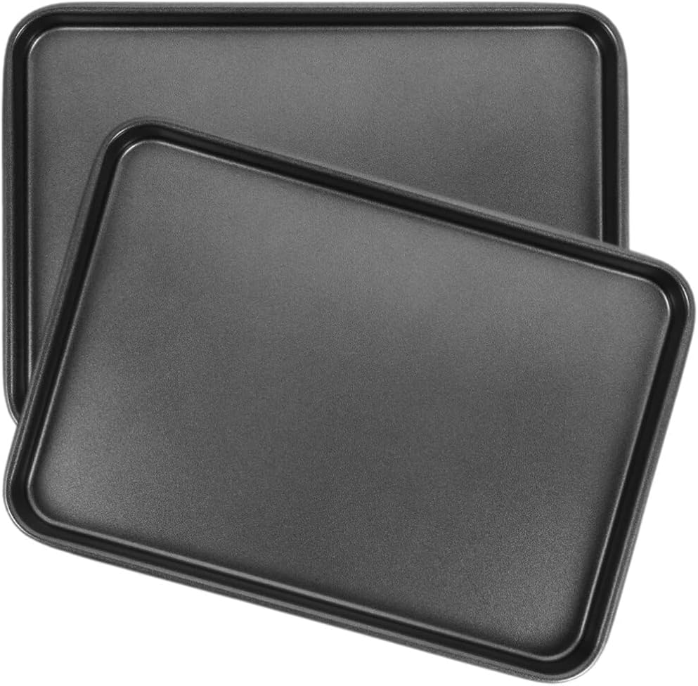 Kichvoe 2pcs Non-Stick Rectangular Baking Pans Carbon Steel Kitchen Bakeware for Cakes Cookies Savory Baking for Desserts and Roasting Vegetables