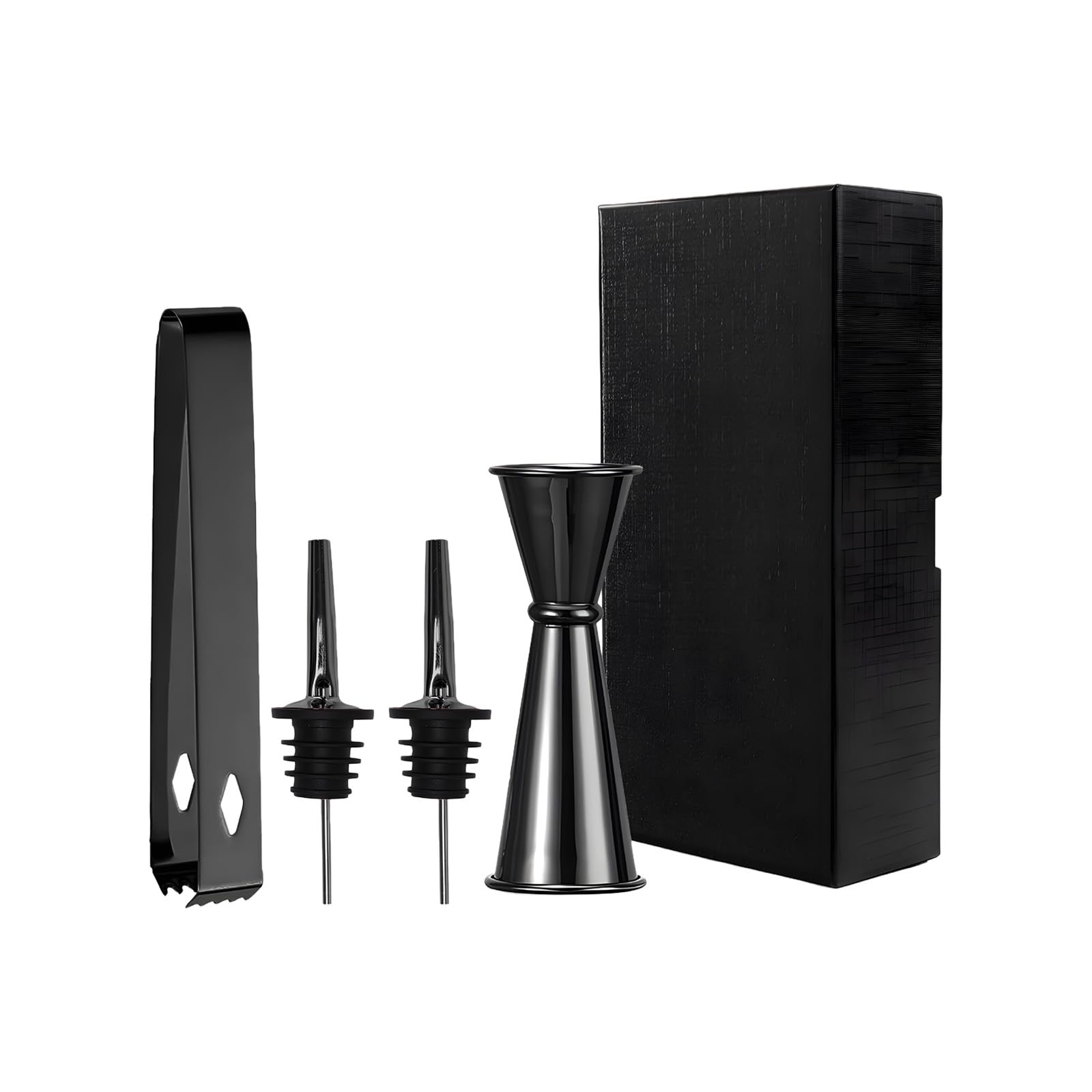 Snorvixre Pubs Tool Set Nonrust Steel Ice Clamps Accuracy Measuring Cup and Leak Proof Spouts for Cocktails Enthusiasts Home Pubs Tool with Ice Tongs