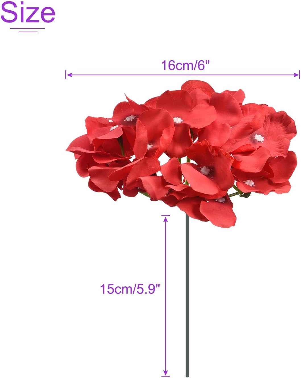 DMiotech 30 Set Red Silk Artificial Hydrangea Heads Wedding Fake Hydrangea Flowers with Stems for Wedding Vases Flower Walls Gift Decor