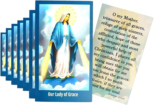 Westmon Works Our Lady of Grace - Juego de 10 tarjetas de oración católica hecha en los Estados Unidos