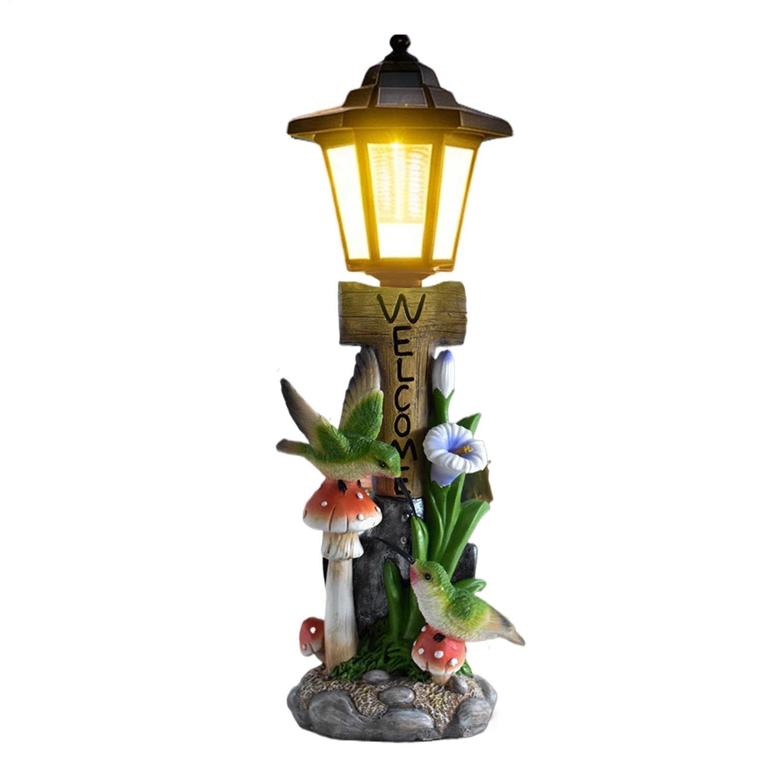 Estatua De Jardín Con Luz Solar Figura de Resina Resistente a la Intemperie | Figuras Decorativas de Césped Para Balcón, Porche, Patio, Jardín, Pasillo, Patio Trasero,