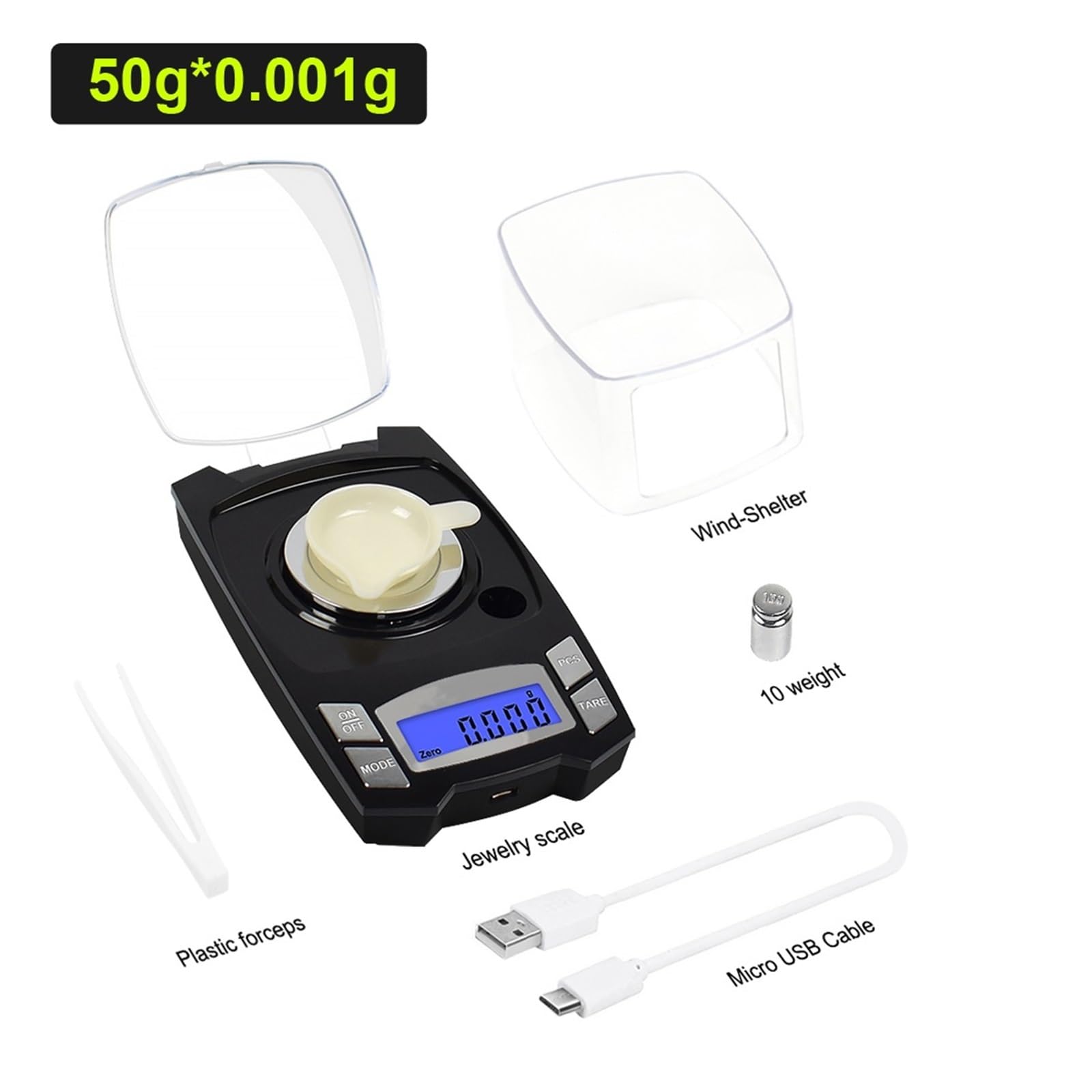 Mini Báscula Digital De Bolsillo, Báscula De Miligramos De Carga, Báscula De Precisión For Joyería, Medicina Y Laboratorio. Pesaje De PrecisióN(50g*0.001g)