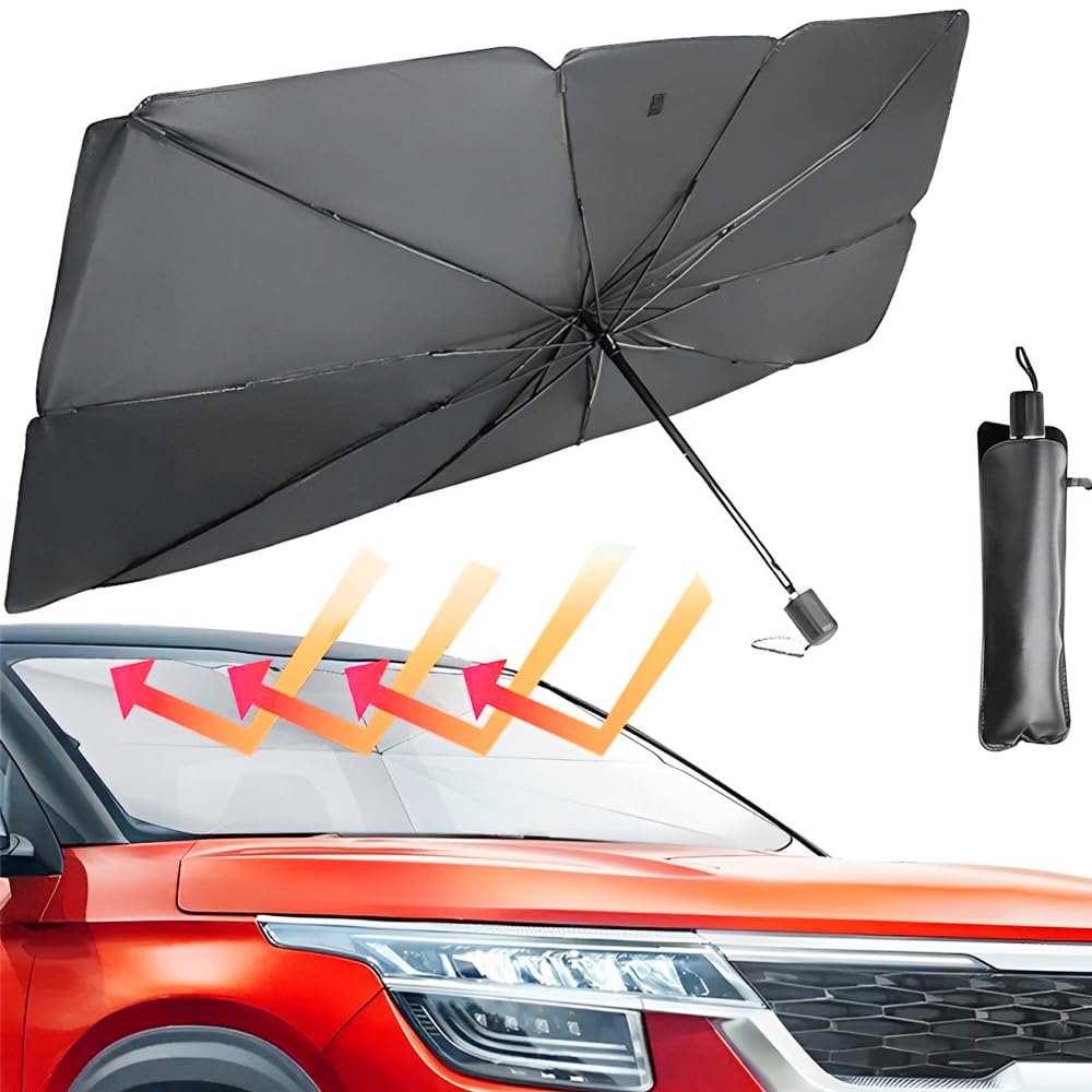 HEXAR® Windshield Sun Shade Umbrella, Protect from UV Rays, Sun Visor Protector Foldable Reflector, Keeps Car Cool, Windshields Fits Various Sedan SUV Cars