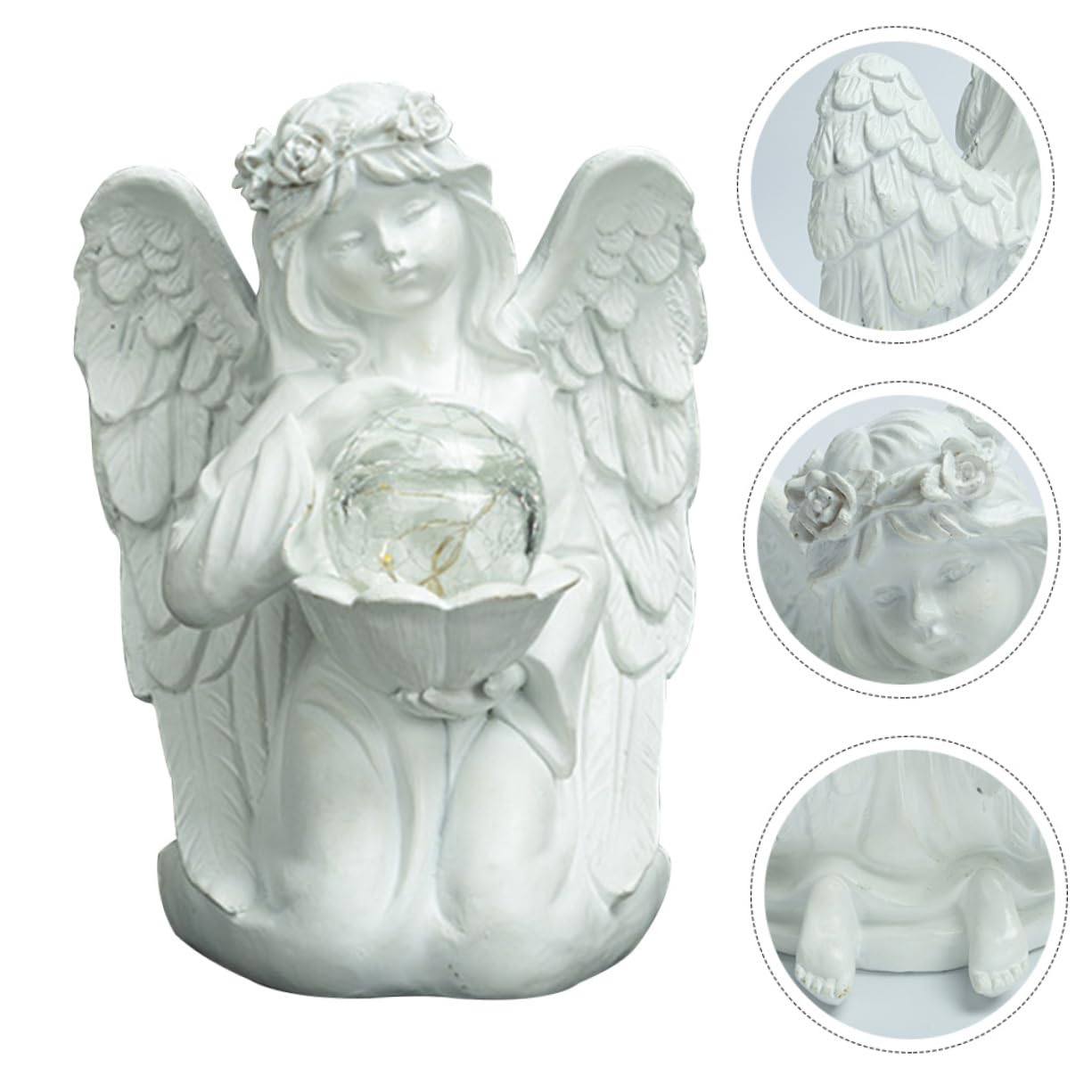 Ciieeo Statua Di Angelo Decorativa Luminosa in Resina Per Giardino Cortile Patio Balcone e Casa Ornamento Decorativo Da Esterno
