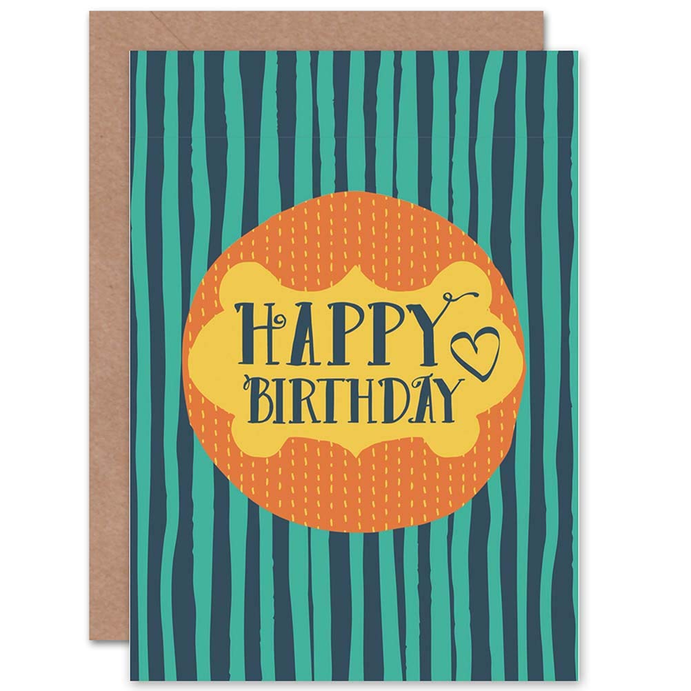 Wee Blue Coo CARD BIRTHDAY CELEBRATION HAPPY STRIPY LOVE HEART PRESENT GIFT