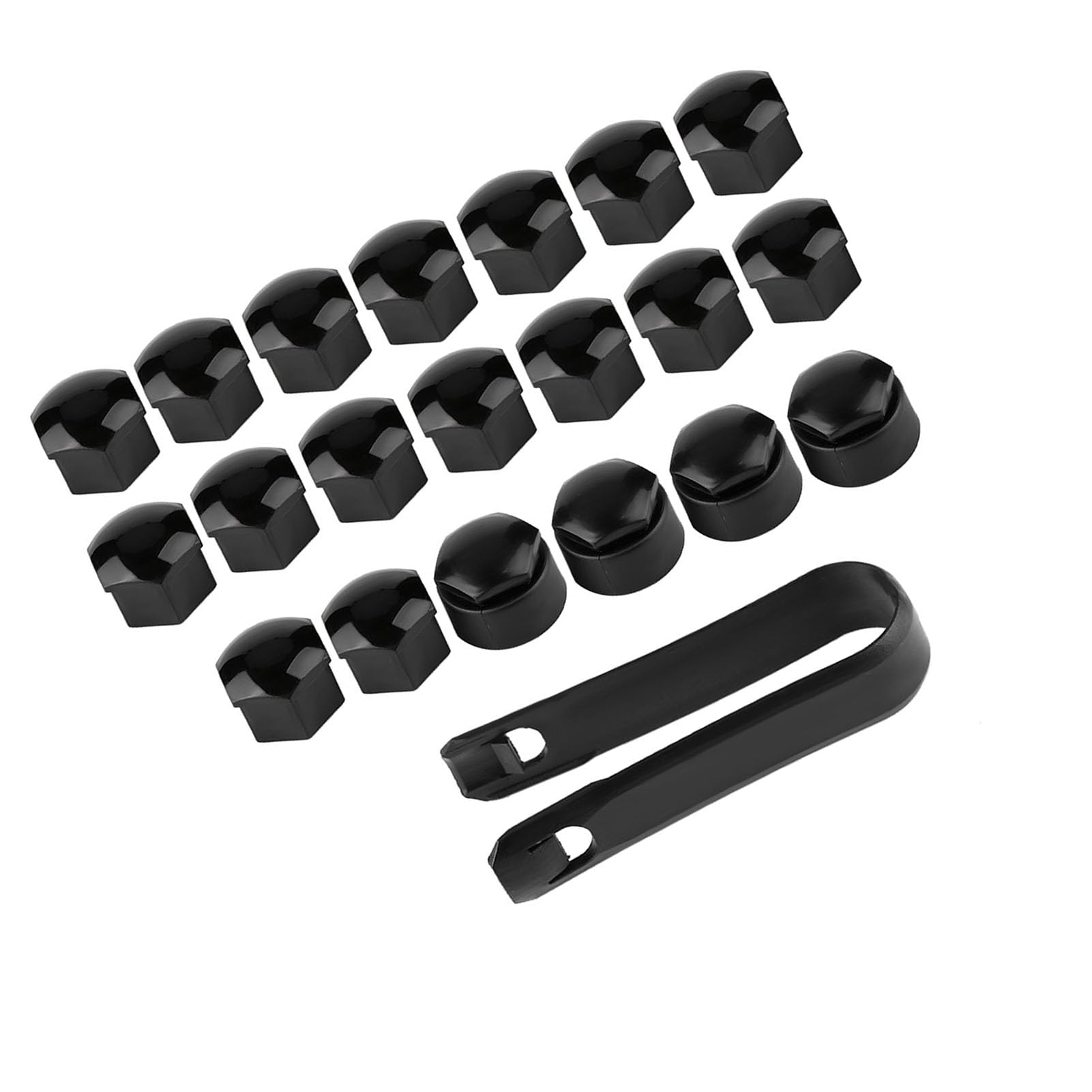 Cappucci di Protezione per Dadi Ruota 17 Mm Set Nero di 20 Copriviti per Cerchioni in ABS di qualità Coprimozzi Robusti Antifurto per Auto (Black)