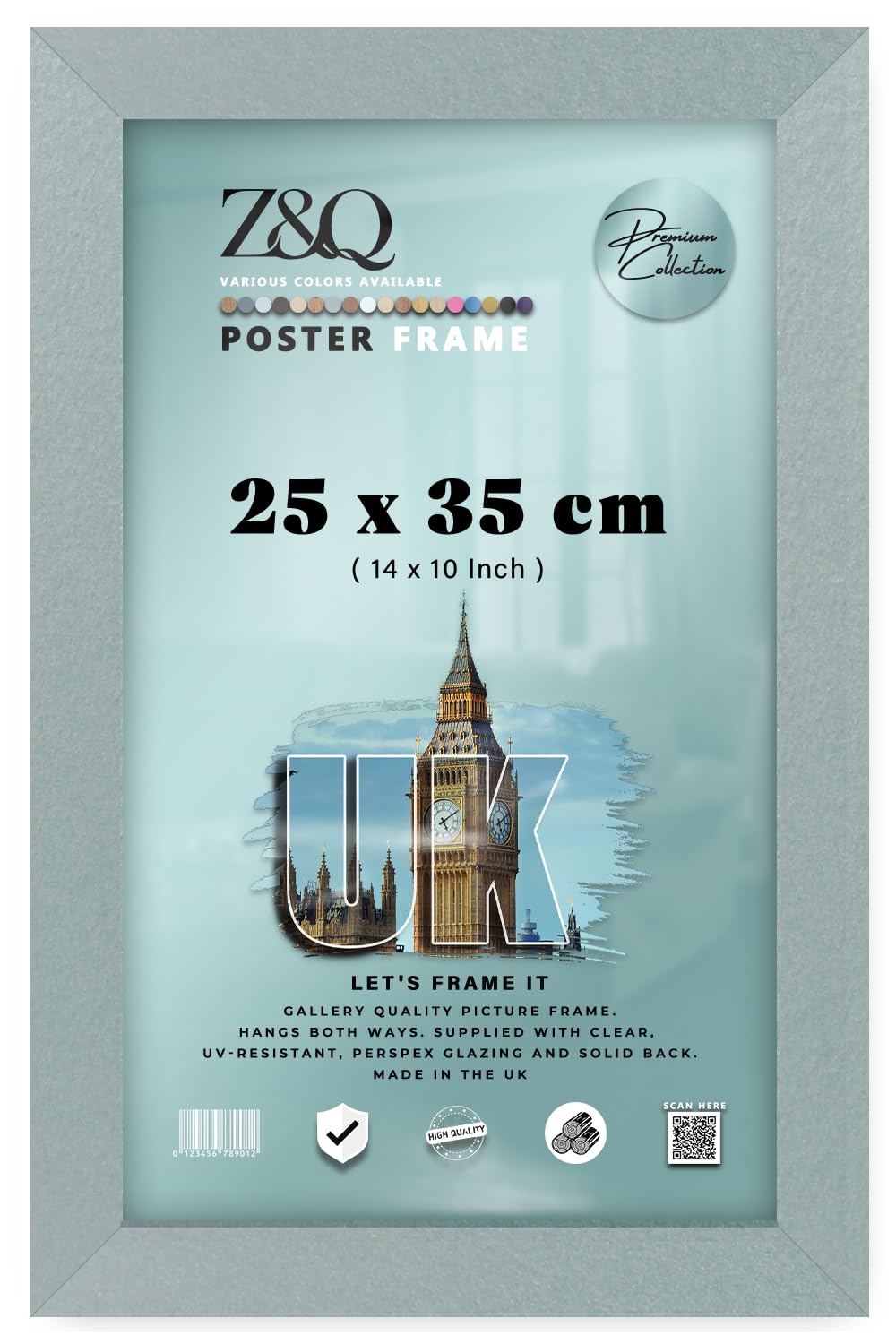 Z&Q - Strong MDF Wood (25 x 35 CM) Poster/Picture Frame | Home Décor 14 x 10 Inch Wall Gallery and Art [ Silver ]