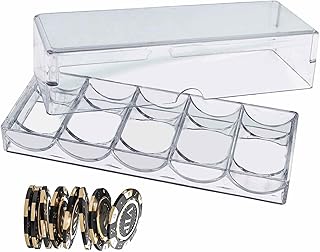 Chip Rack Clear Display Case Clear Tray Container with Lid Poker Chips Box Acryl PokerChips Tray Box Challenge Coin Display Mahjong Chips Storage Poker Chip Storage Box Poker Chips Organizer