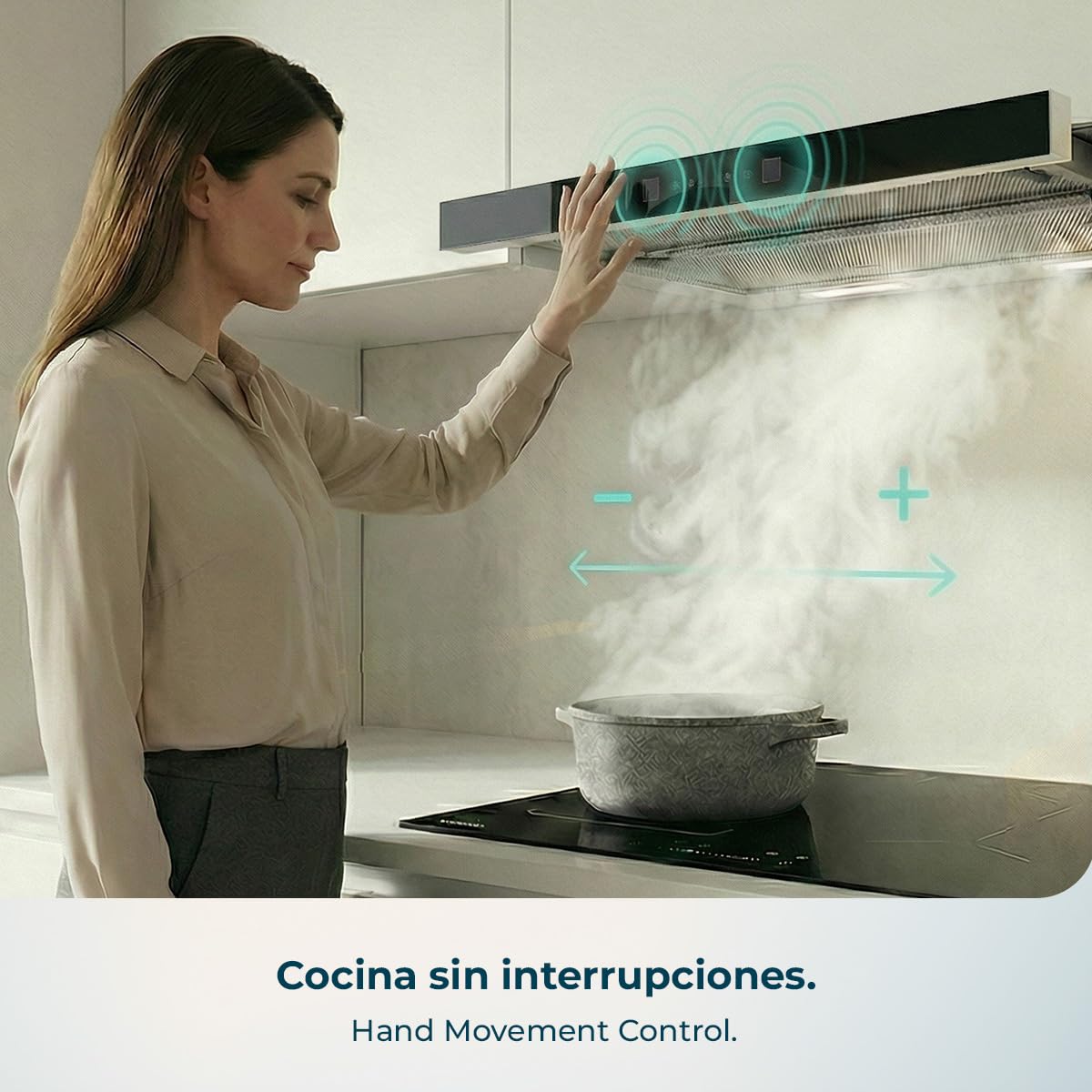 Cecotec Campana Extractora Telescópica Bolero Flux TLT 605501 Glass Black A++. 60cm, 606,4m³/h de succión, Control Táctil Invisible, Control Táctil y Movimiento, Función Booster — view 8