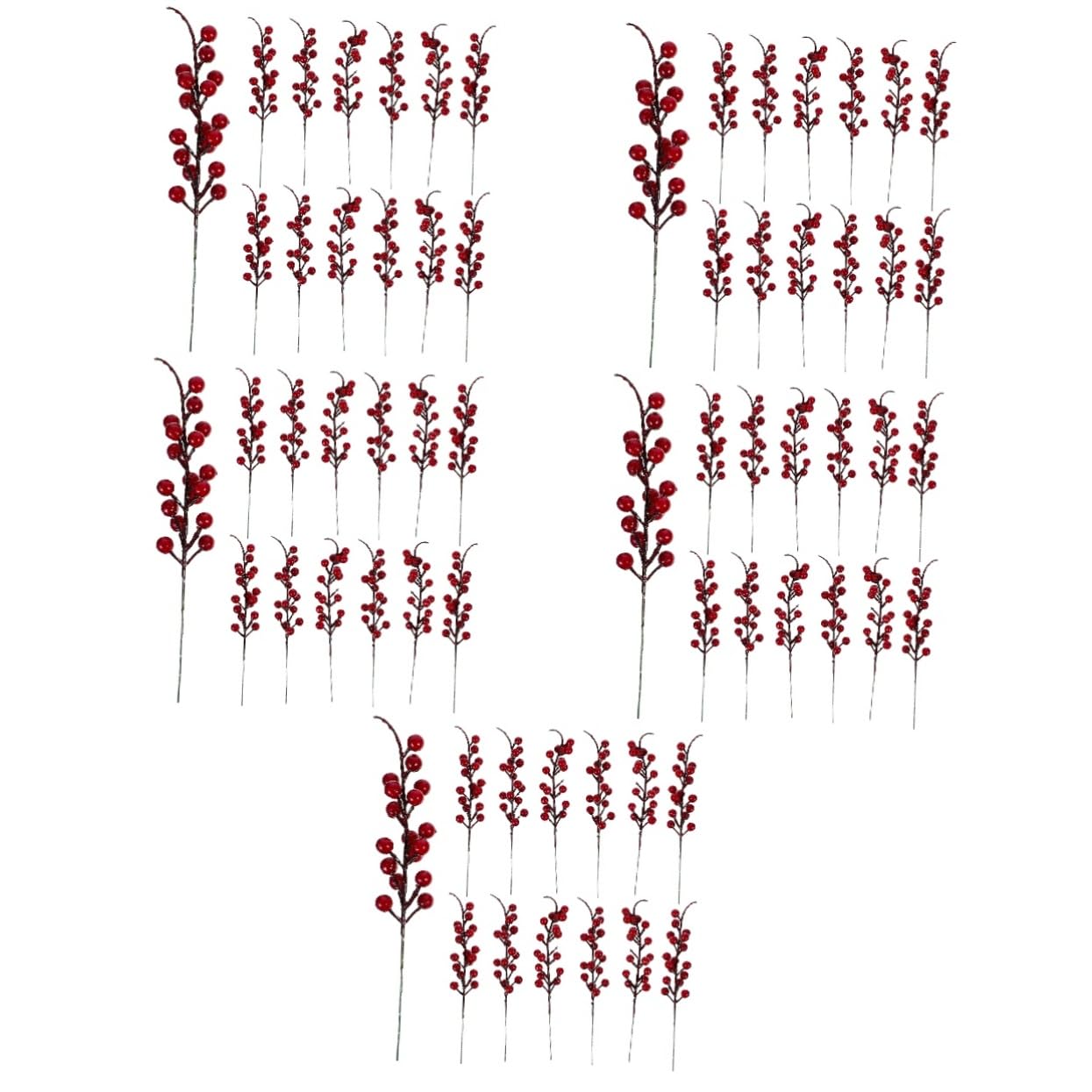 Ciieeo Lot De 5 Tiges De Baies De Noël Réalistes Houx Artificiel pour Décoration Fausses Baies Rouges 12 Pièces X 5