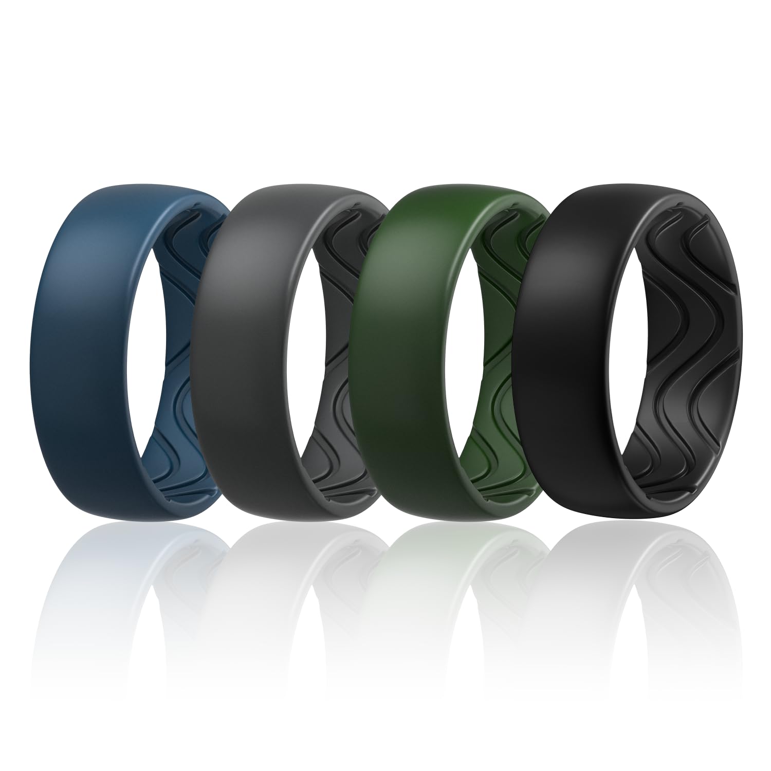 Egnaro Silicone Ring for Him, 8mm Black Flexible Men's Rubber Wedding Band