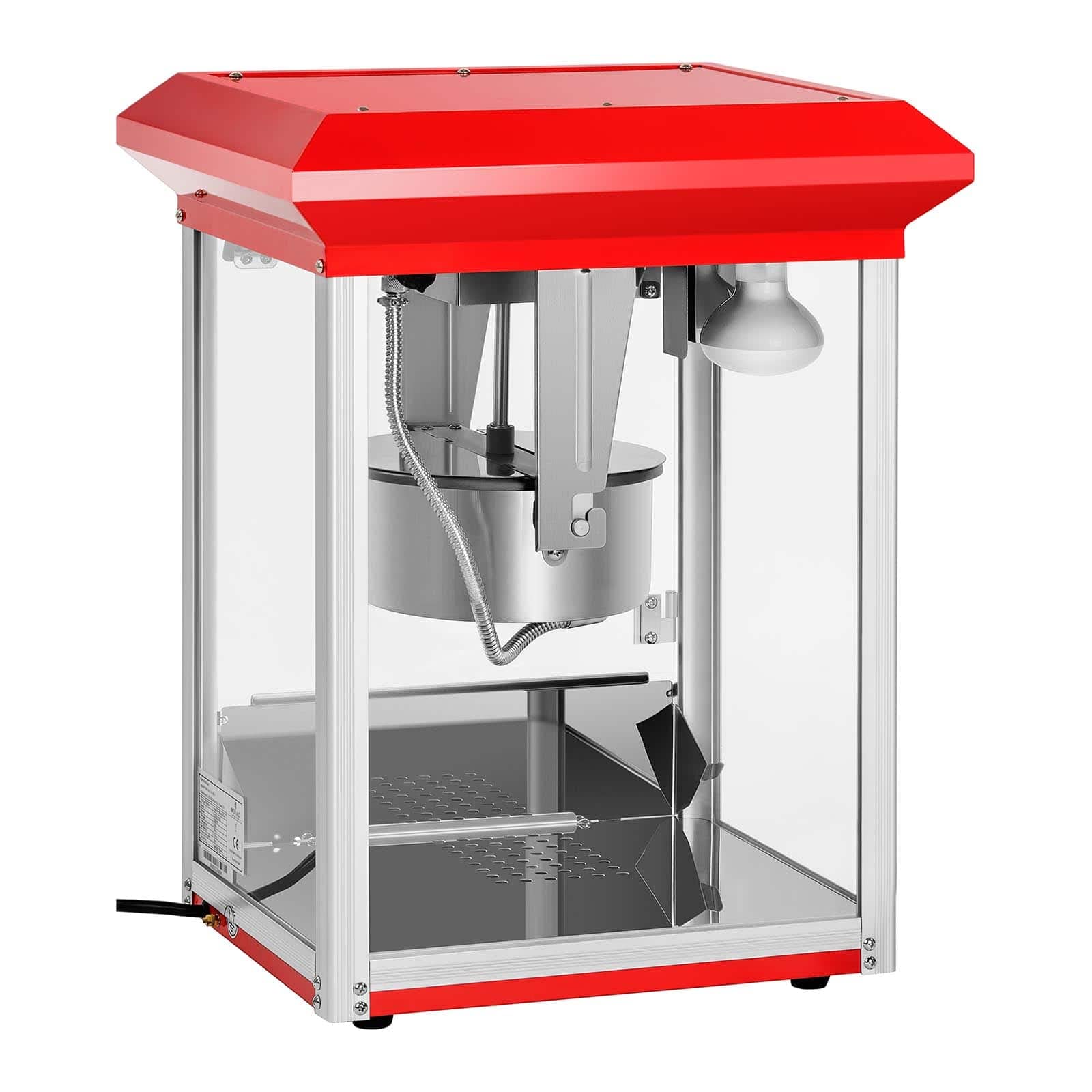 Royal Catering Maszyna do popcornu (1300 W, czas przygotowania 180 s, powłoka nieprzywierająca, maks. pojemność kociołka 1,5 l, w zestawie z miarką) czerwona maszyna do robienia popcornu