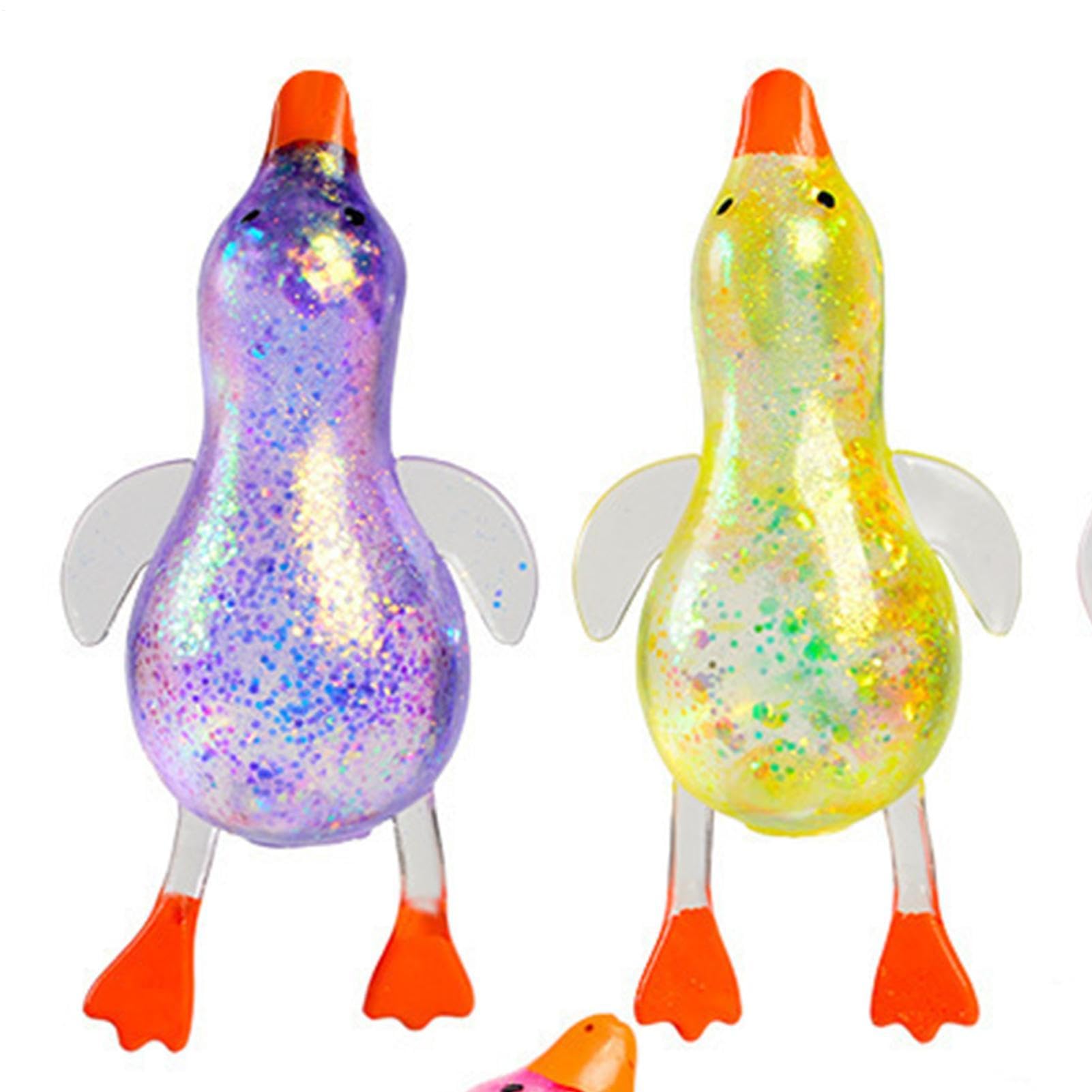 2 Pieces Glitter Duck Squeeze Toys 13x7cm Cute Duck Squishys, Cute Ducks Squishys Sugar Stress Ball Moldable Slow Rise Relaxing Sensory Fidget Toy For Birthday ,Christmas,Easter Egg,Classroom Prizes