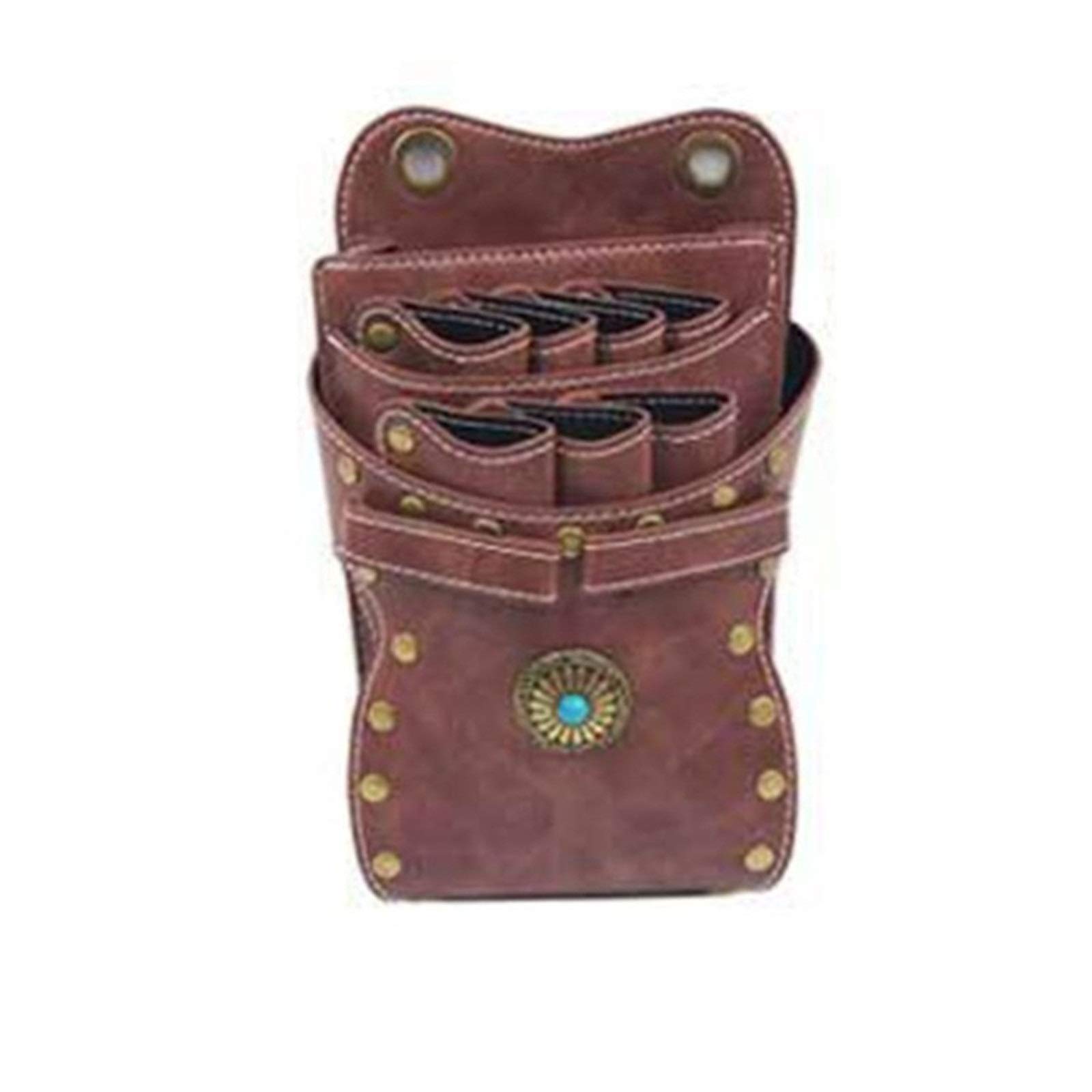 Sac à ciseaux coiffeurs pochette holster de taille marron - 3