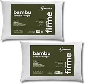 Kit 2 Travesseiros Fibra de Bambu 50x70cm Firme Enchimento Fibra Siliconada Lavável Antiácaro e Antialérgico Branco – O Travesseiro